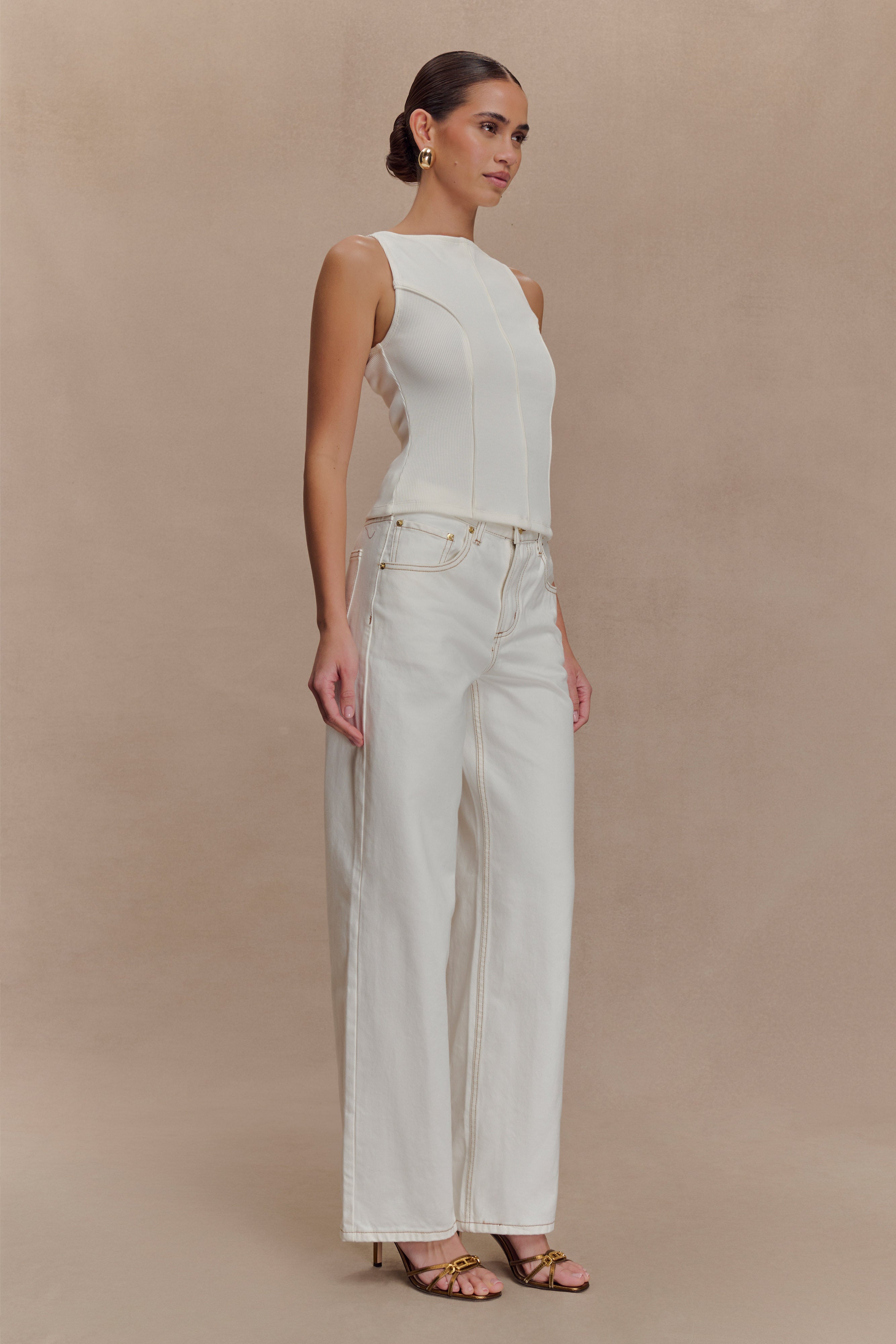 Coraline Panelled Sleeveless Top - White - Image 4