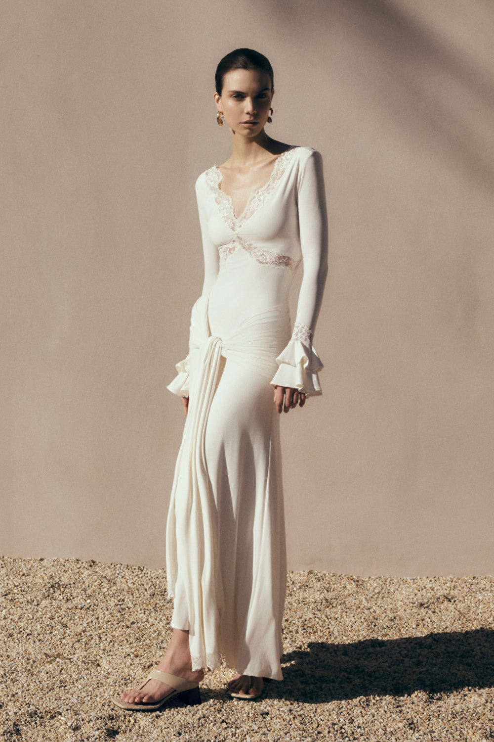 Alternative view of Electra Slinky Lace Maxi Dress - Ivory