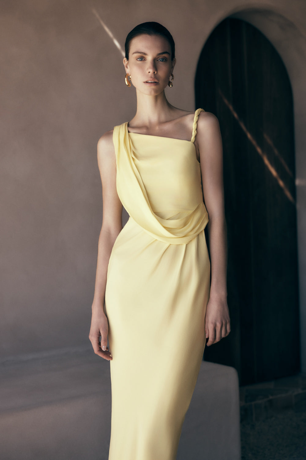 Alternative view of Lorieanne Draped Maxi Dress - Lemon