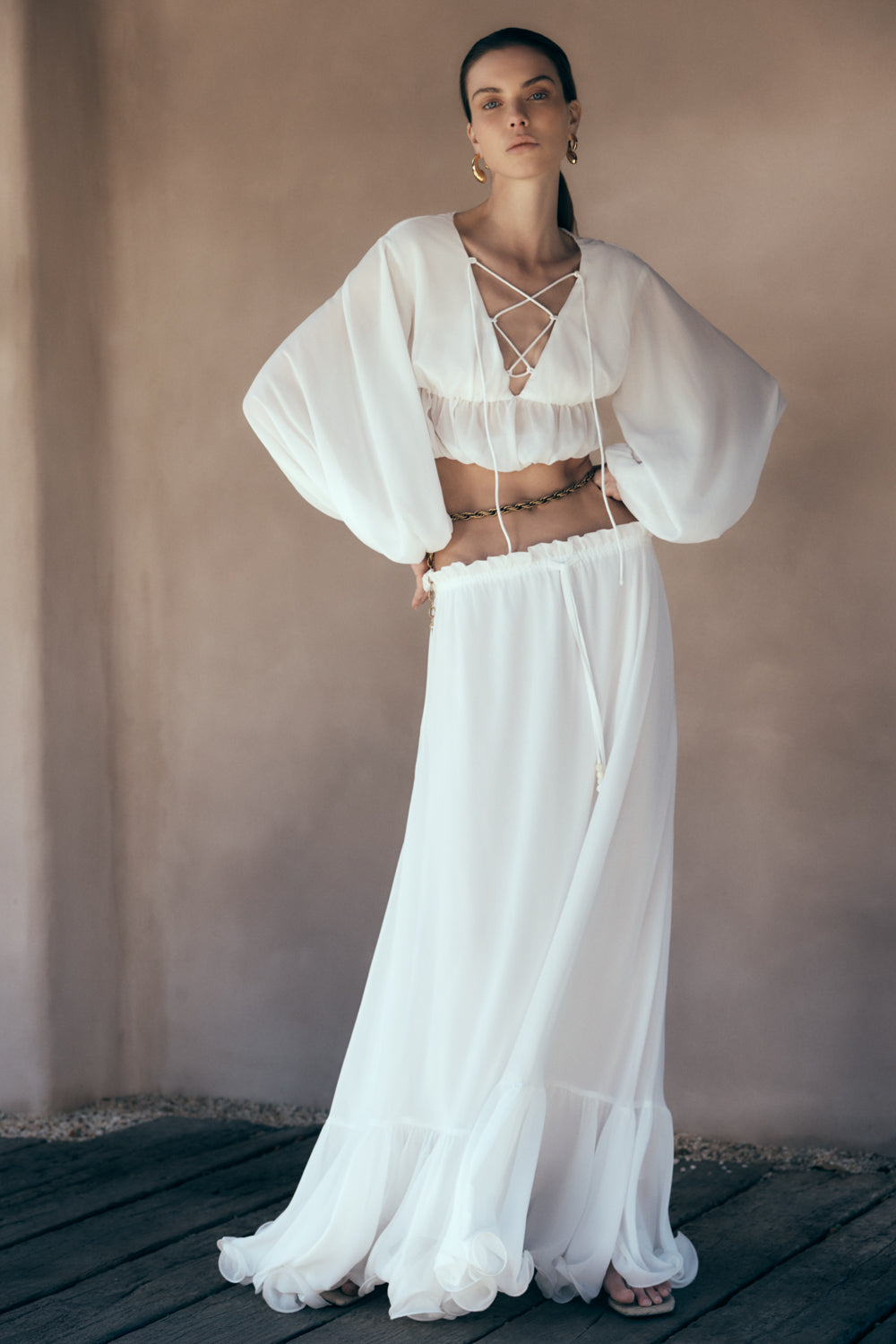 Alternative view of Carlie Chiffon Maxi Skirt - Ivory