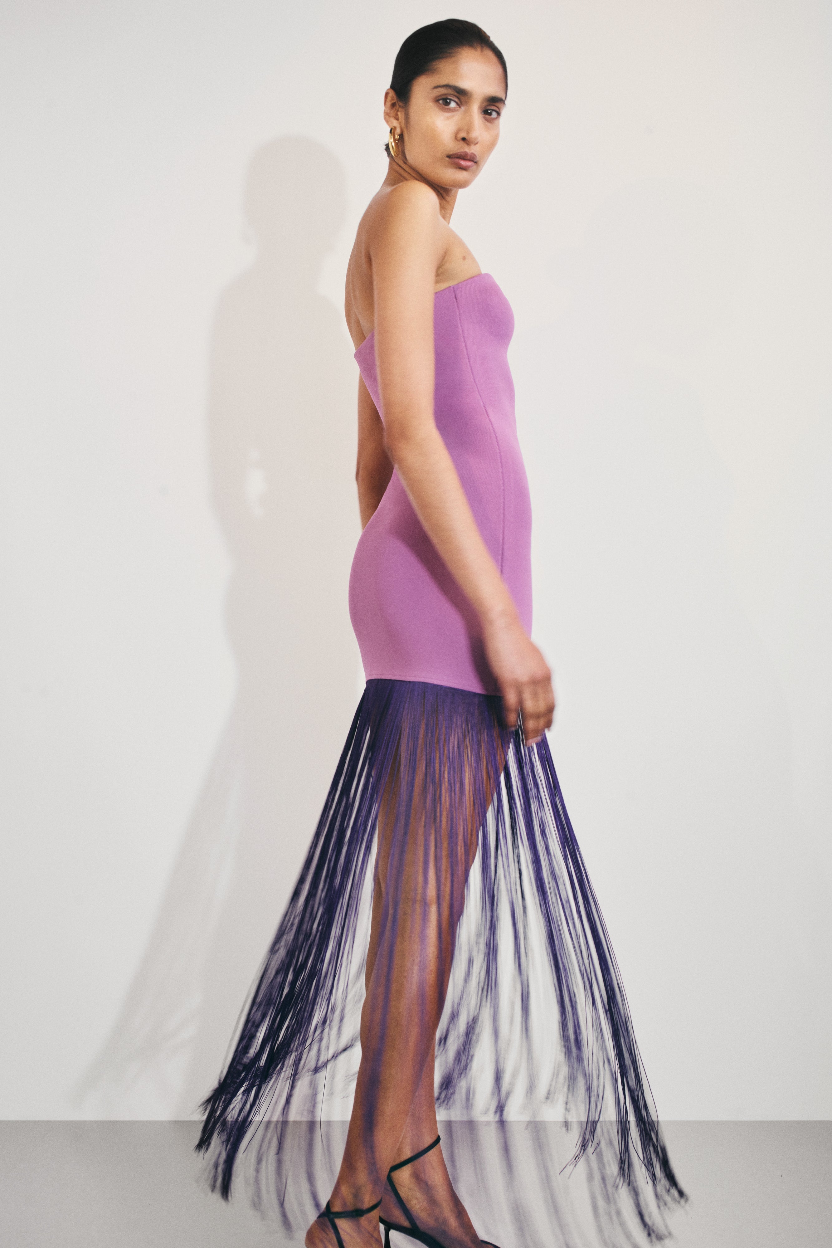 Koah Fringe Bandage Knit Maxi Dress - Purple - Image 4