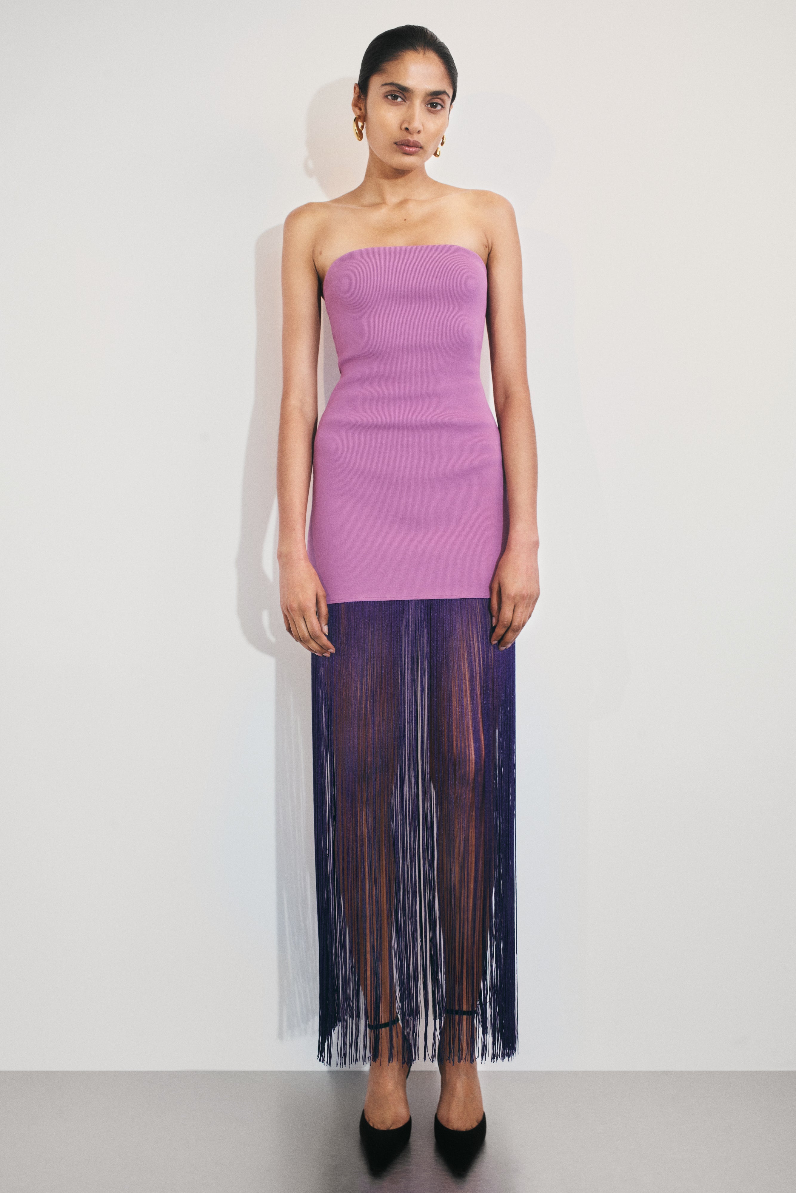 Koah Fringe Bandage Knit Maxi Dress - Purple - Image 2