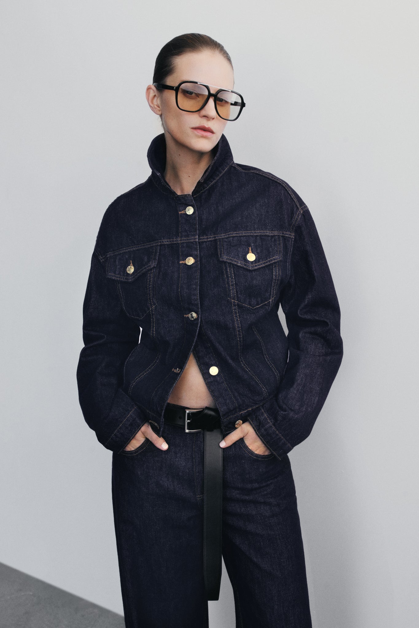 Alternative view of Kirra Cinched Denim Jacket - Washed Indigo Blue