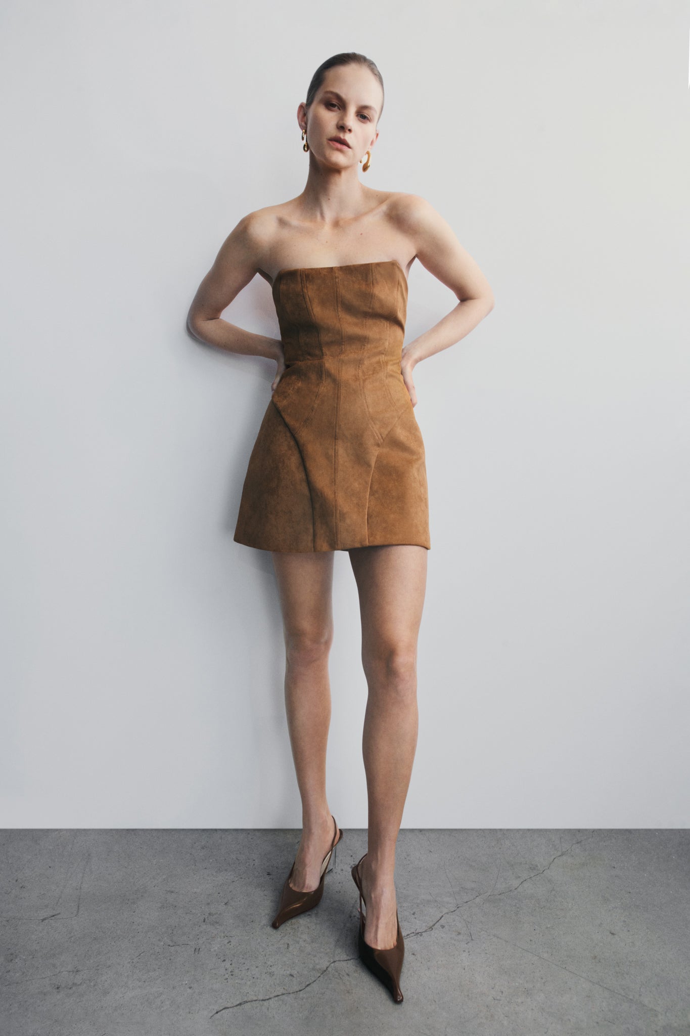 Alternative view of Andy Faux Suede Mini Dress - Camel