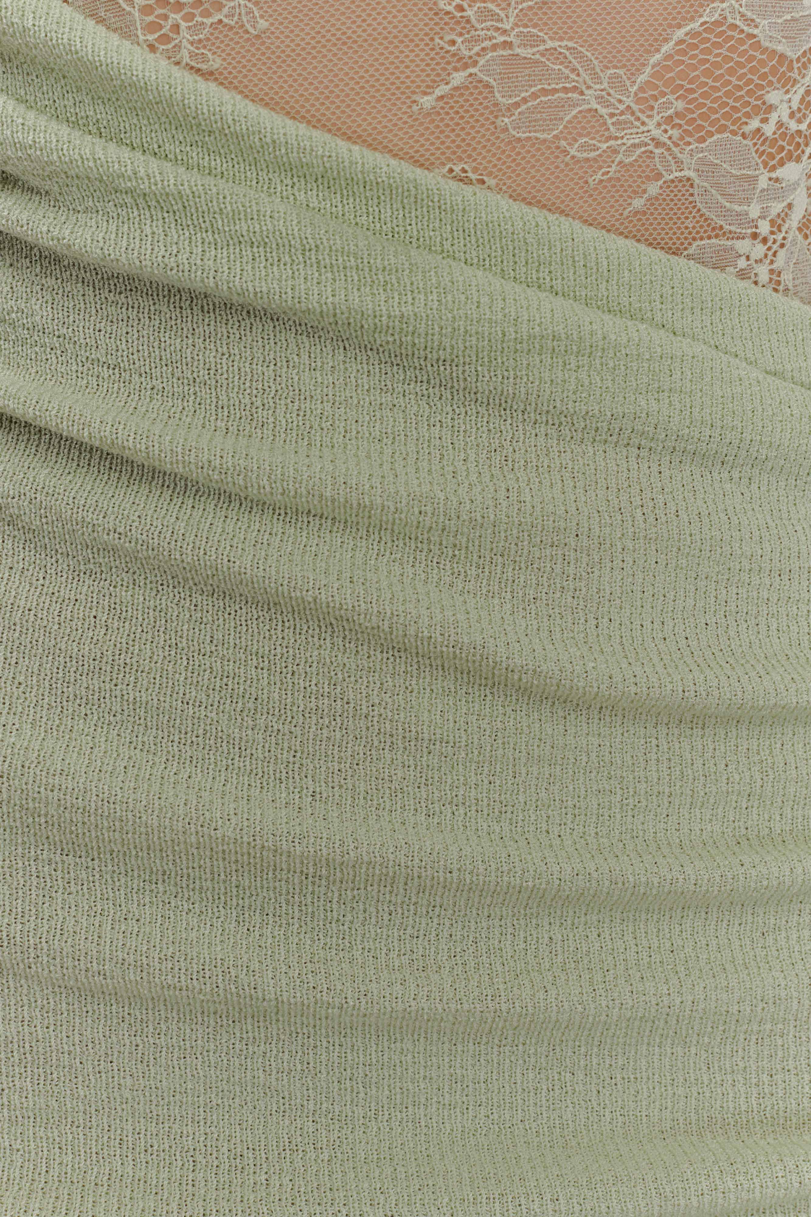 Luxie Lace Knit Mini Dress - Pastel Green - Image 6