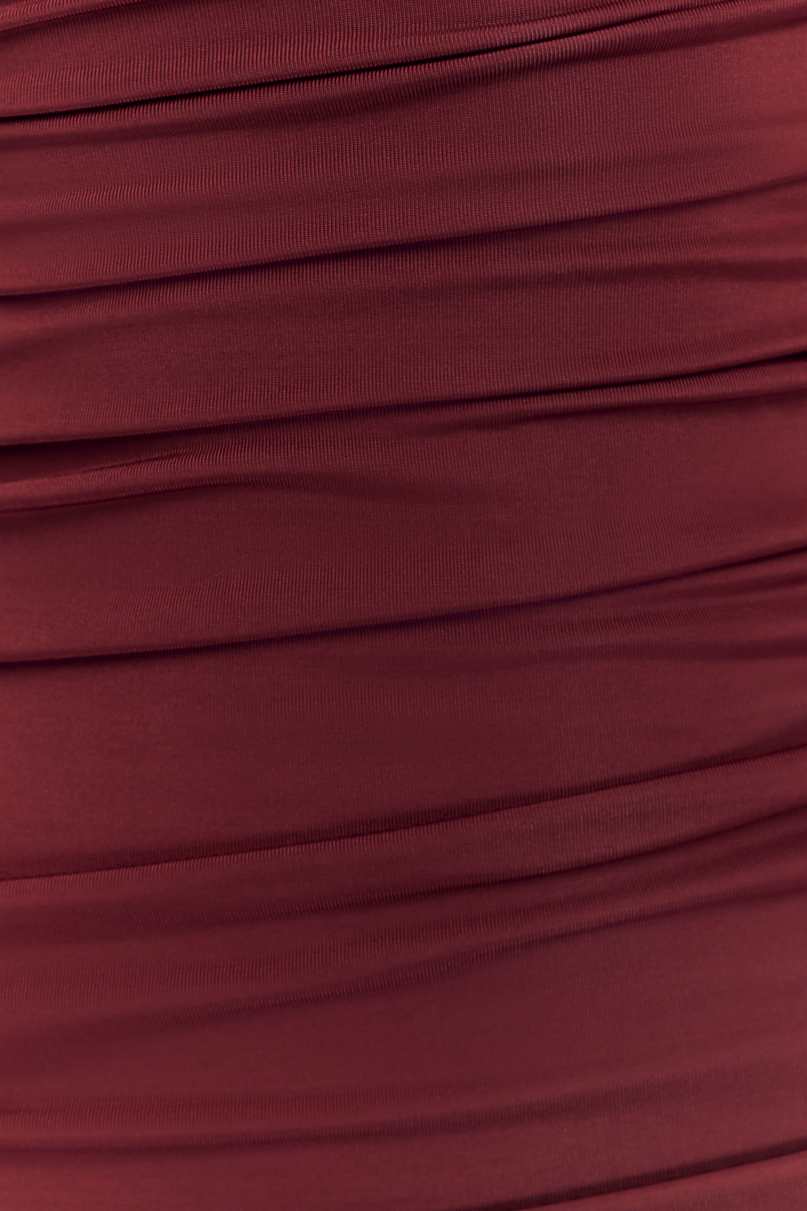 Hayden Long Sleeve Plunge Maxi Dress - Wine - Image 5