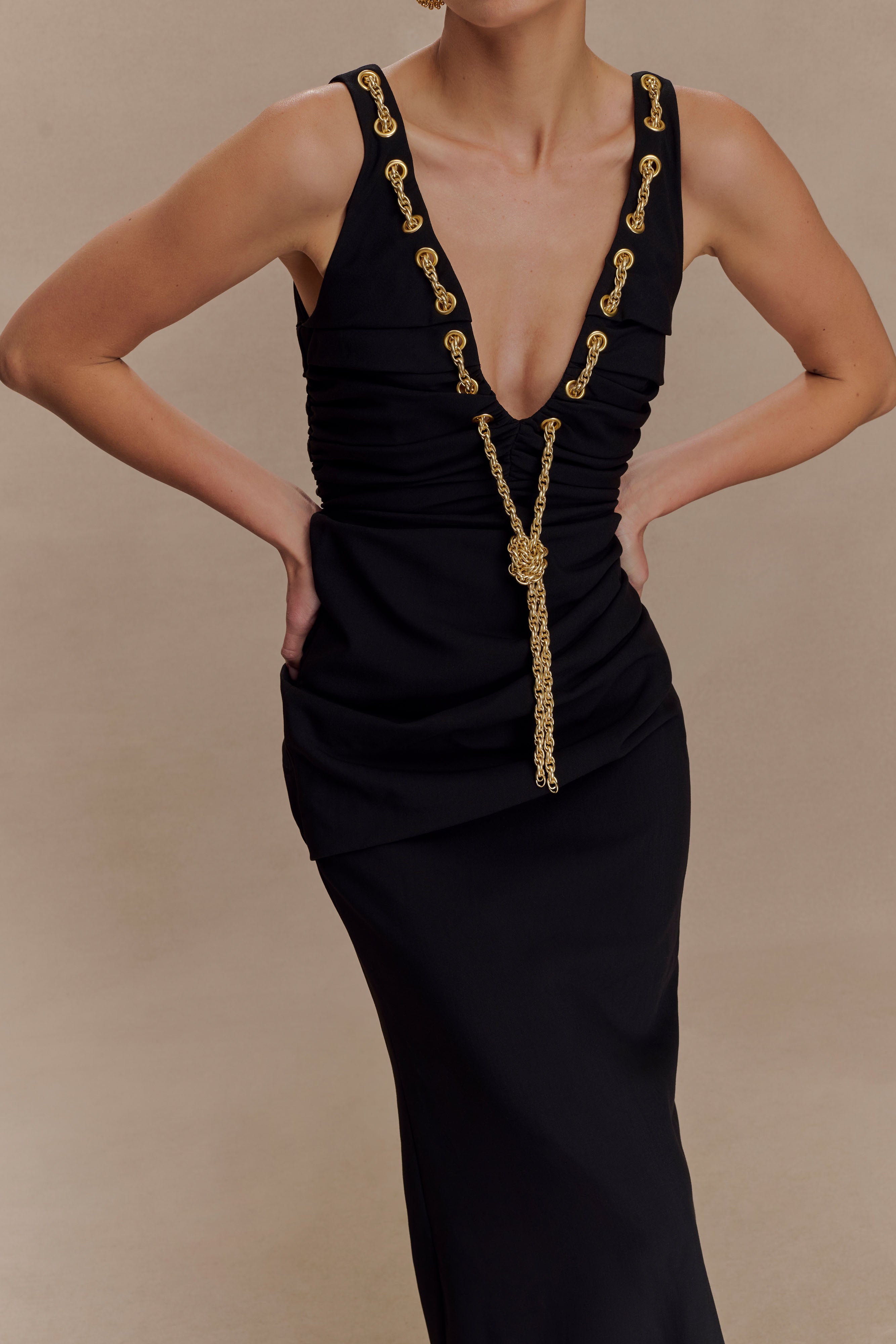 Axton Low Neck Maxi Dress - Black - Image 3