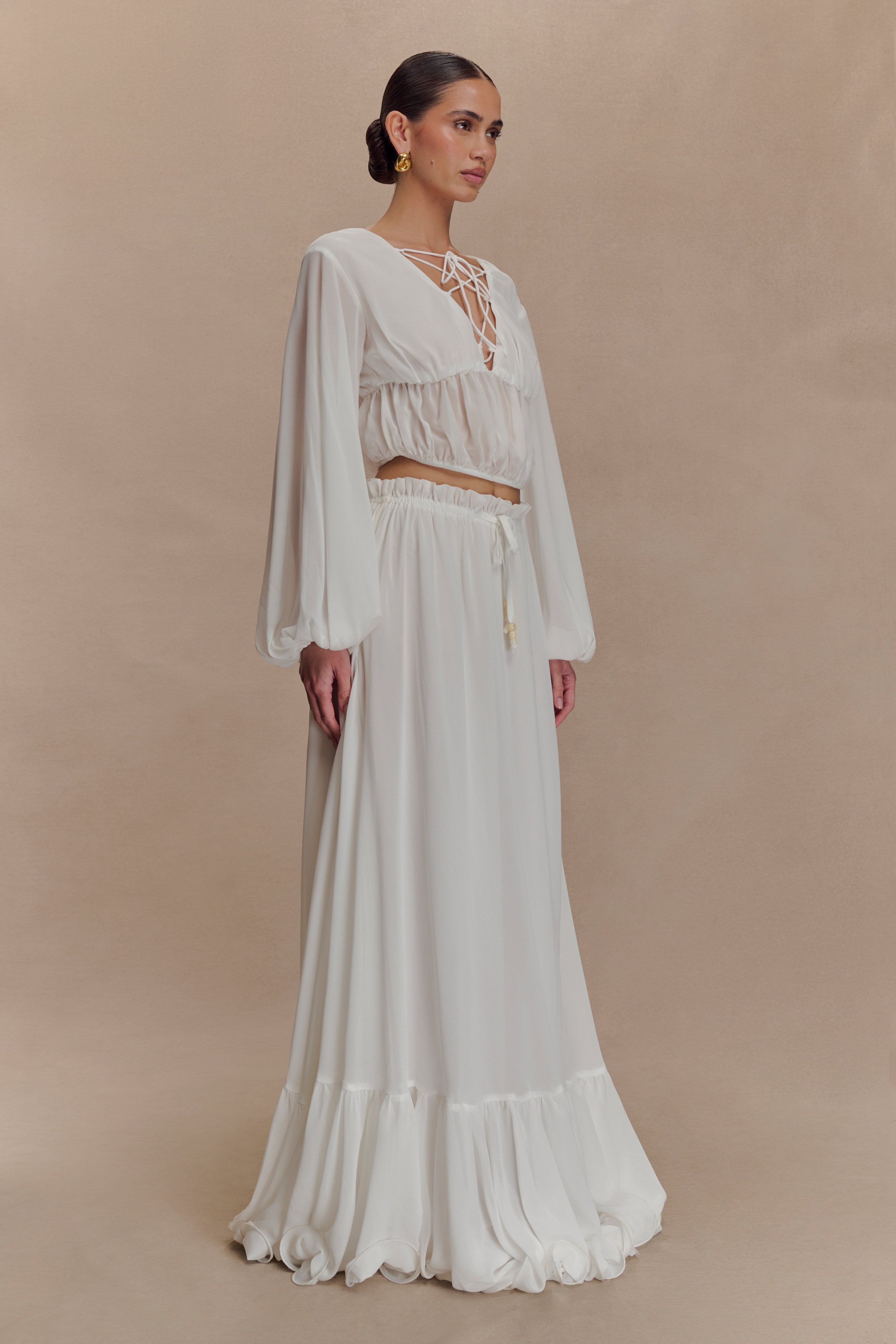 Carlie Chiffon Maxi Skirt - Ivory - Image 6