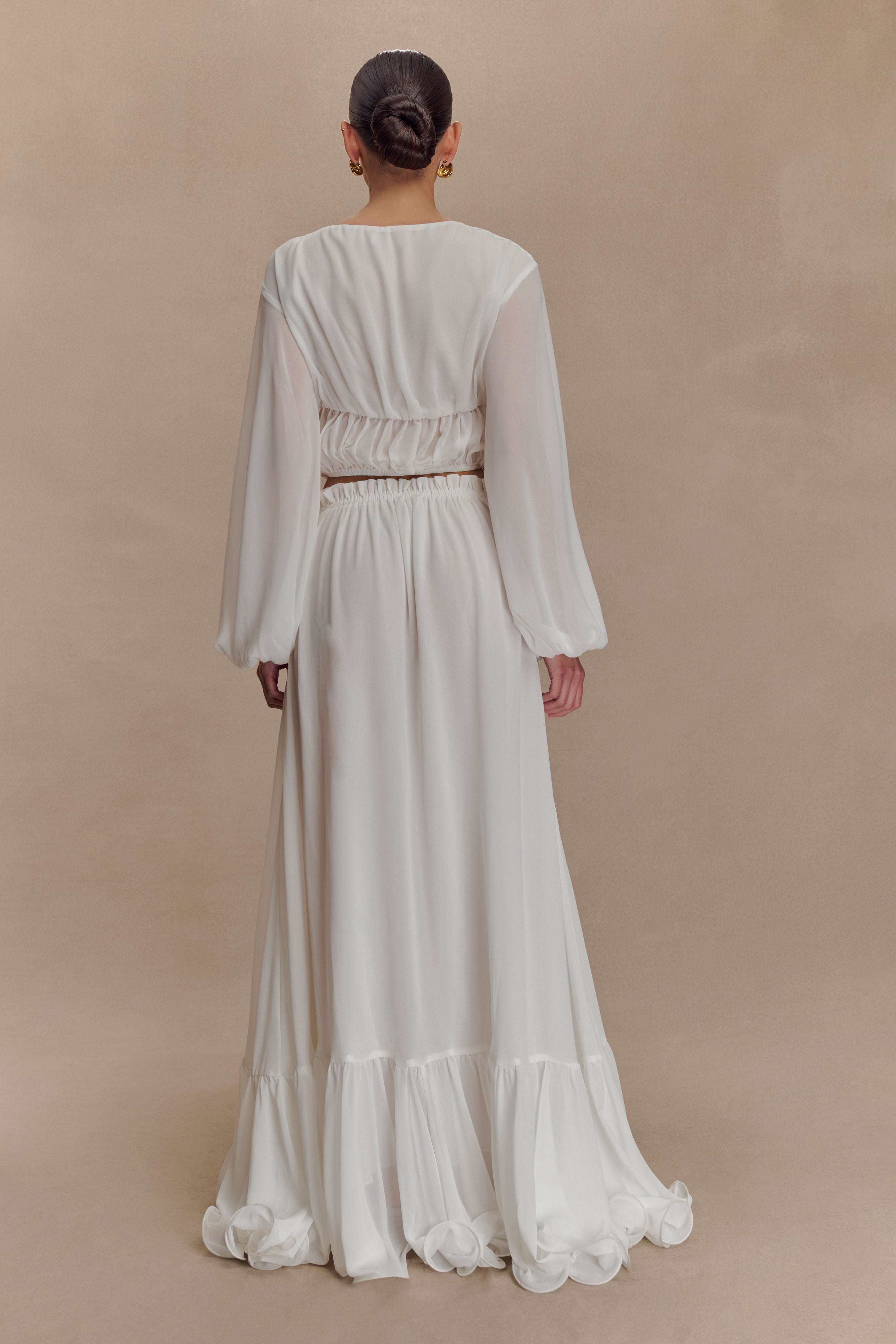 Carlie Chiffon Maxi Skirt - Ivory - Image 4