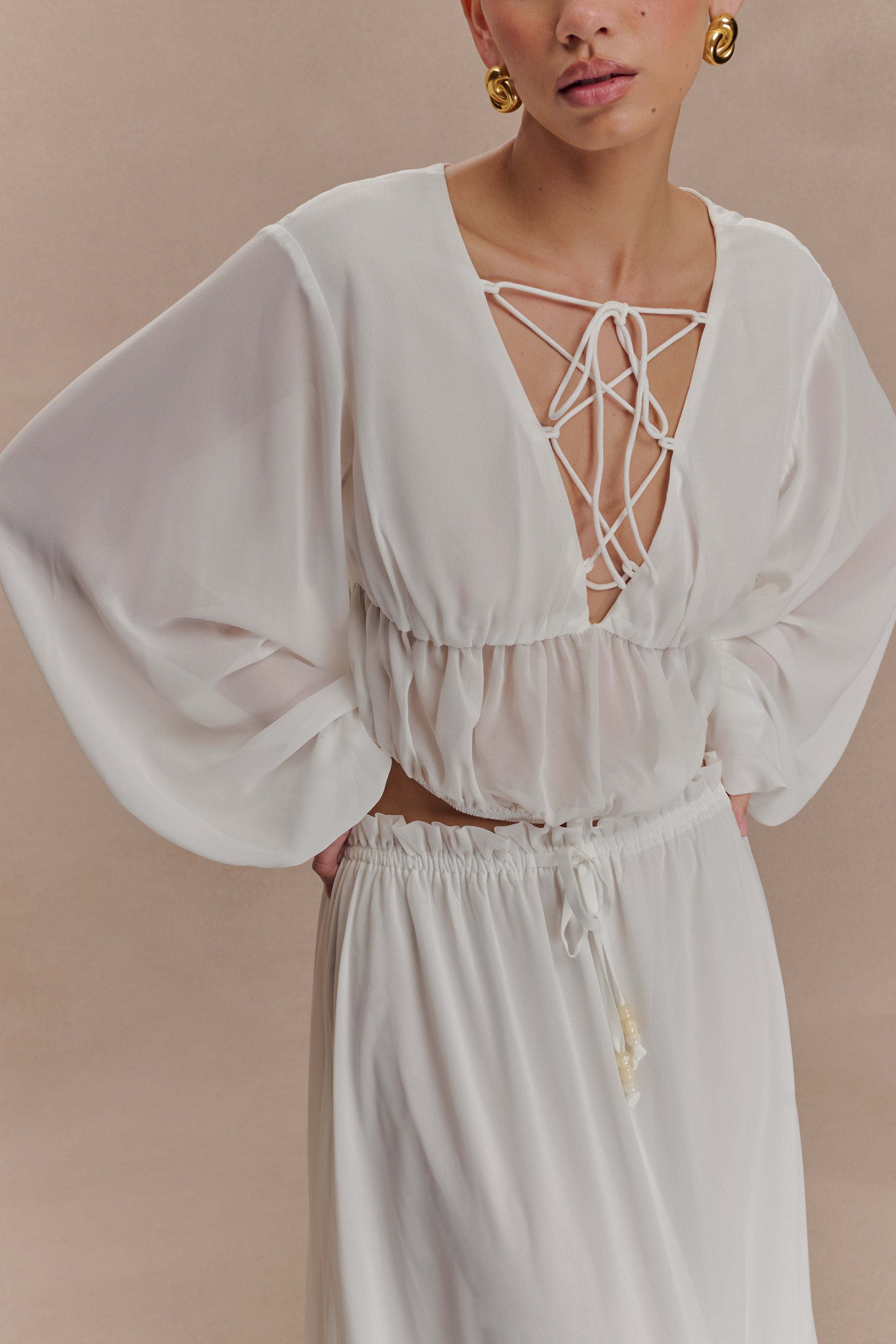 Carlie Chiffon Maxi Skirt - Ivory - Image 5