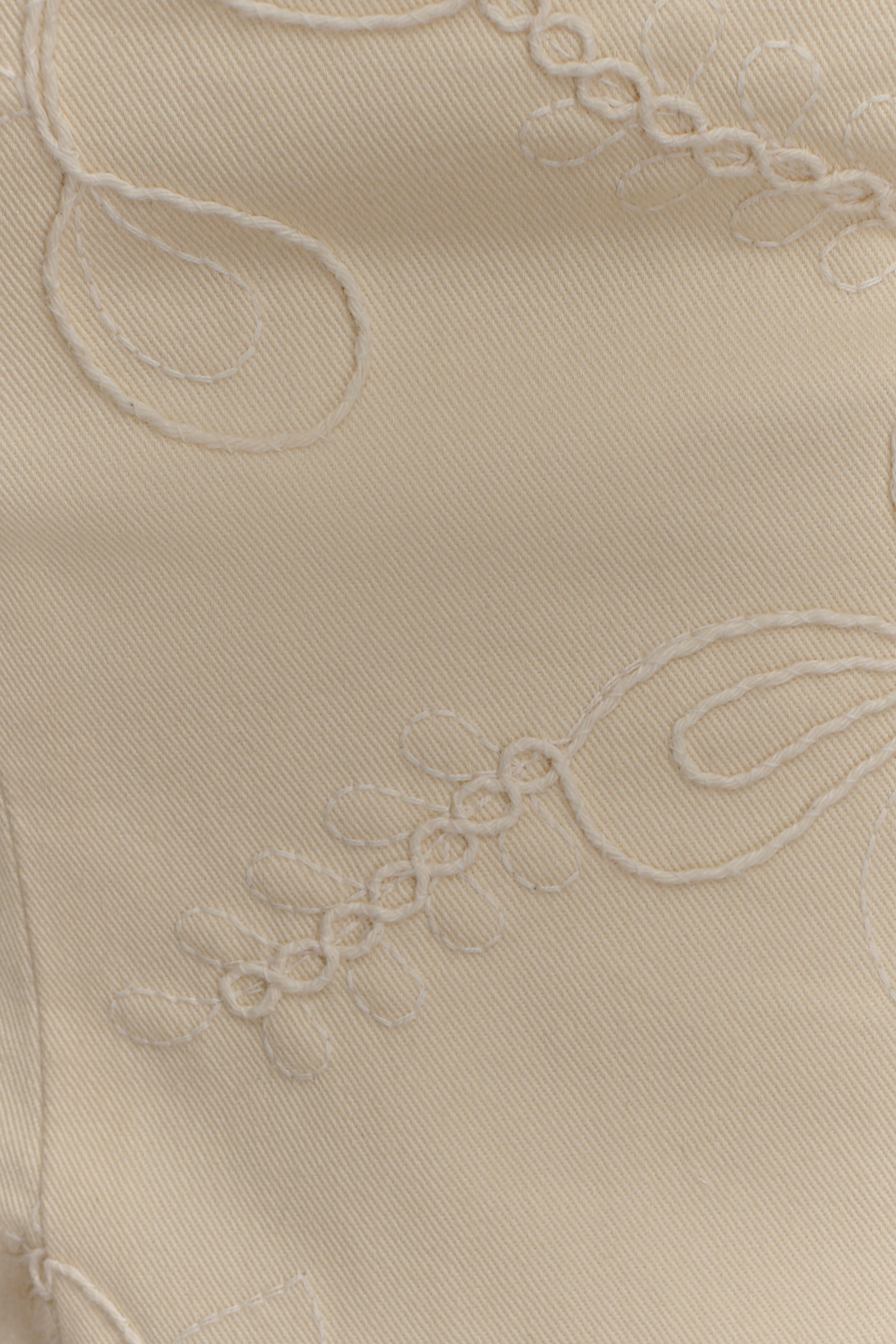 Ebony Embroidered Denim Jeans - Cream - Image 7