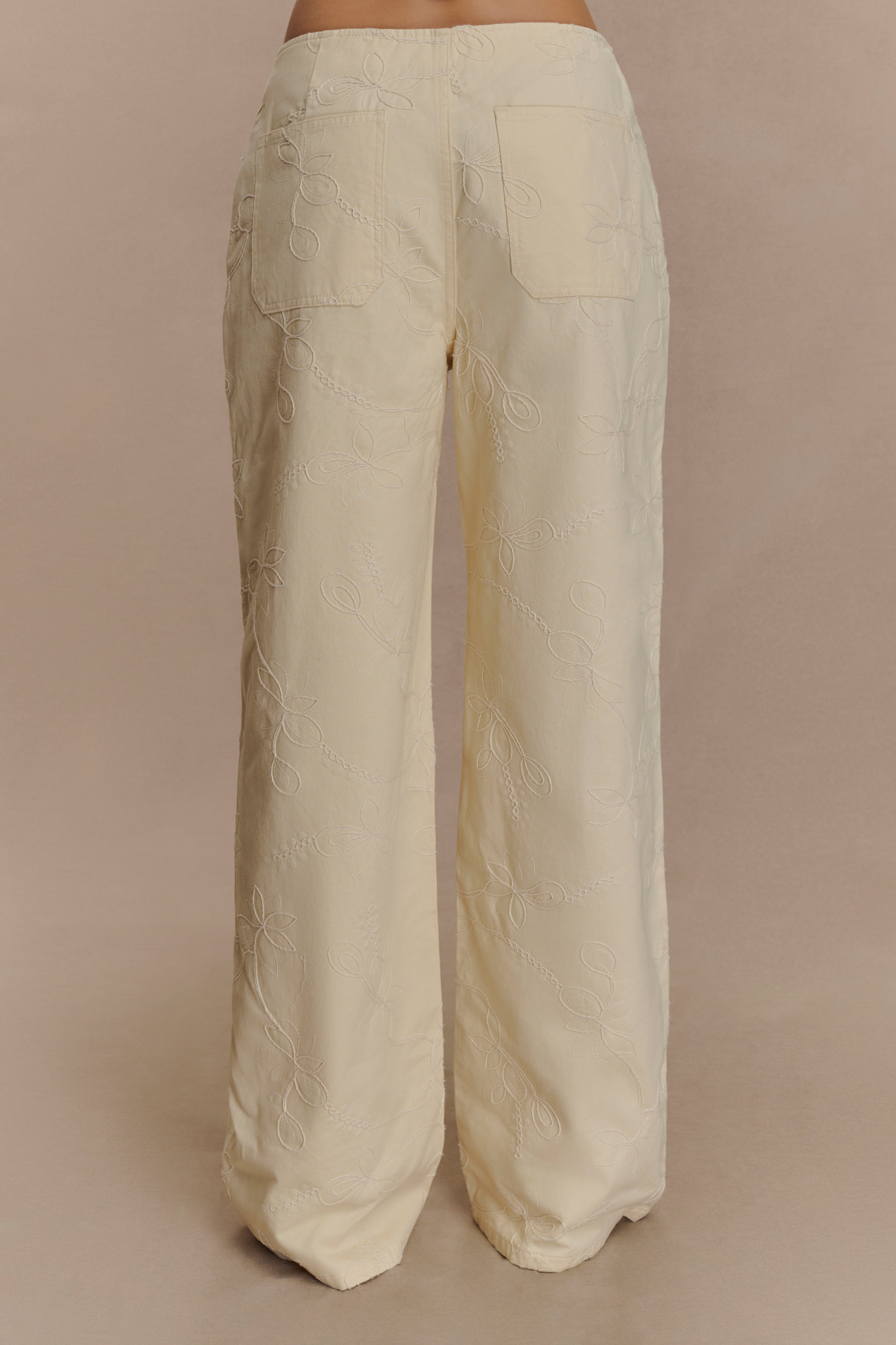 Alternative view of Ebony Embroidered Denim Jeans - Cream