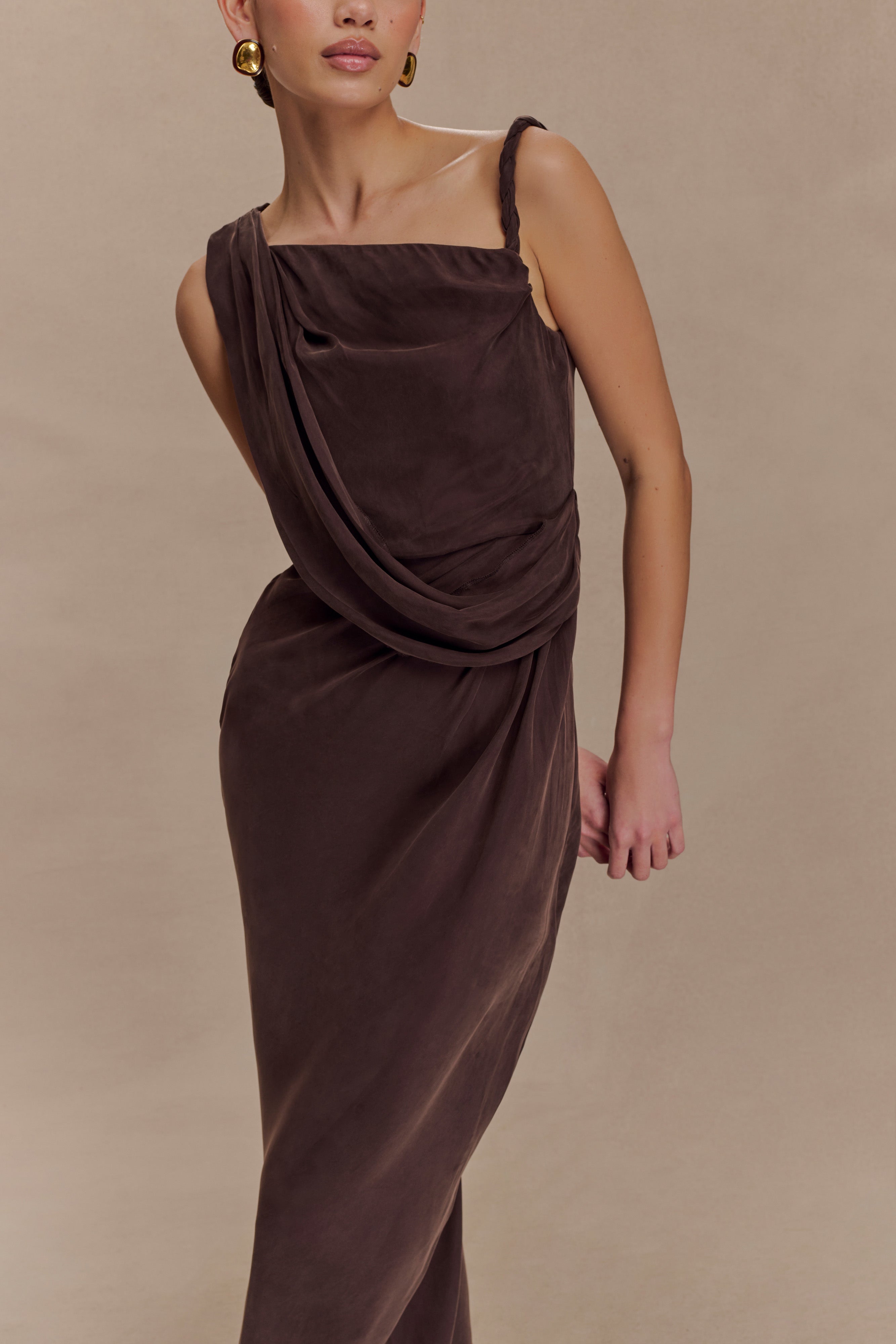 Lorieanne Draped Maxi Dress - Dark Chocolate - Image 6
