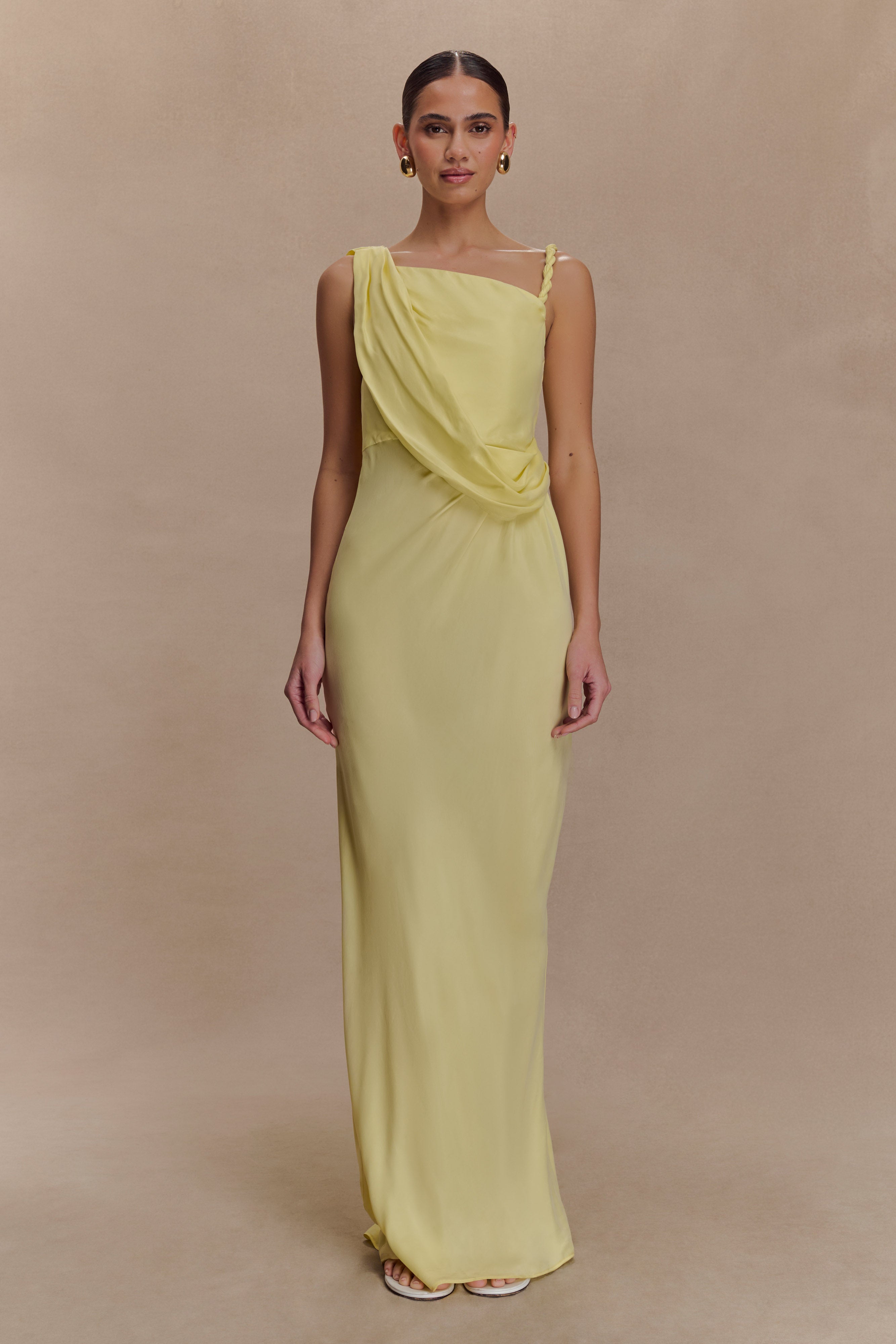 Lorieanne Draped Maxi Dress - Lemon - Image 4