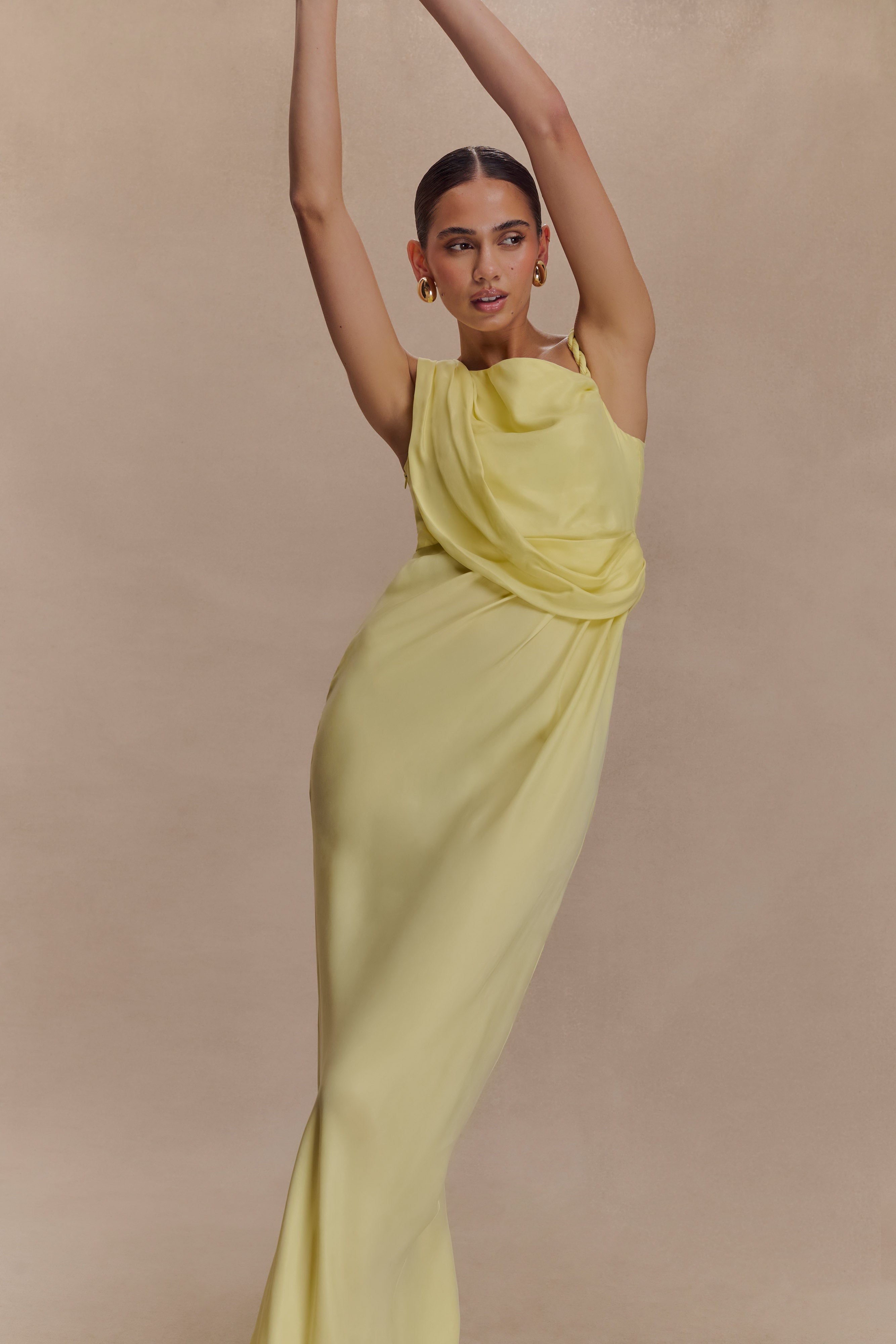 Lorieanne Draped Maxi Dress - Lemon - Image 7
