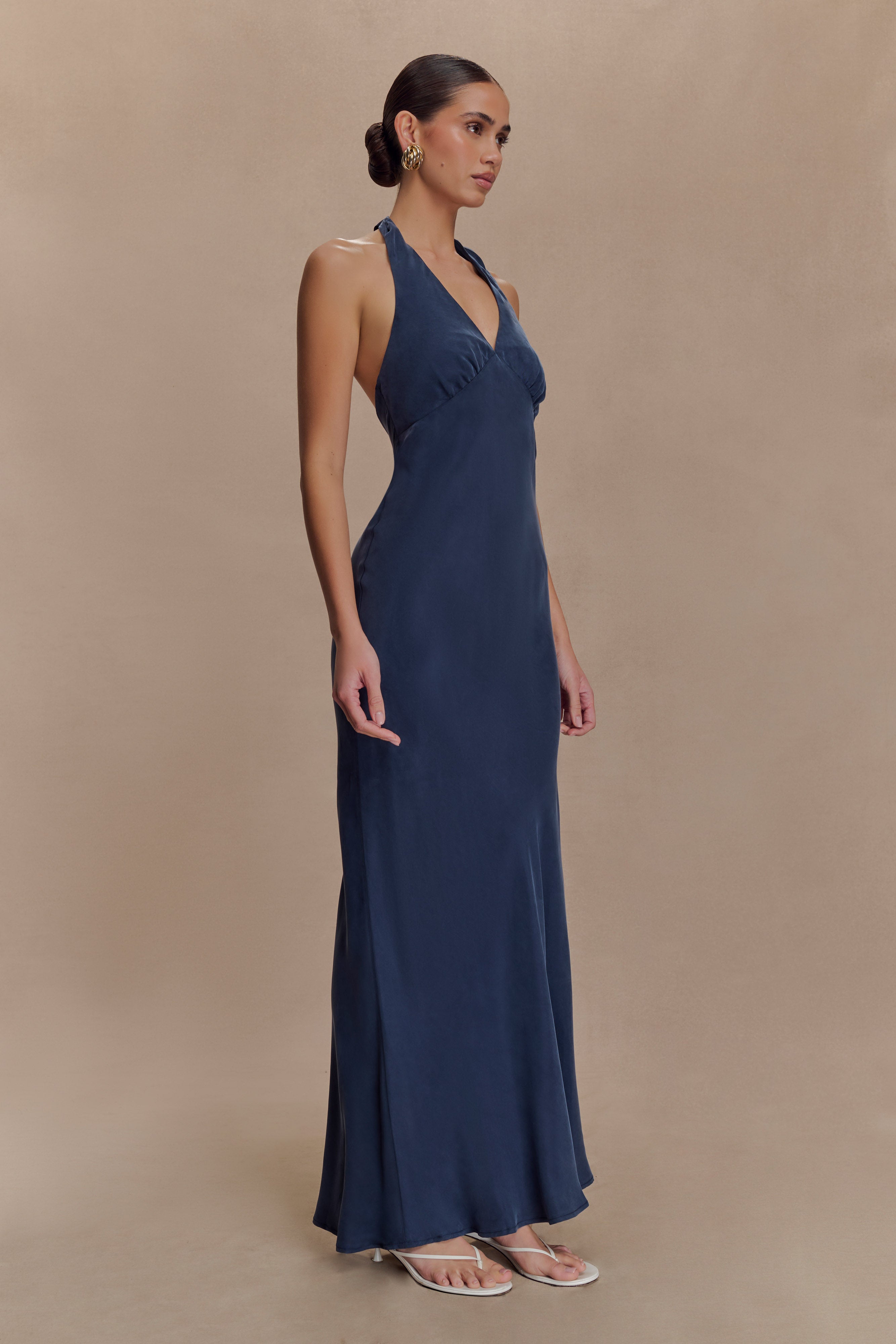 Louisiana Halter Maxi Dress - Navy - Image 3