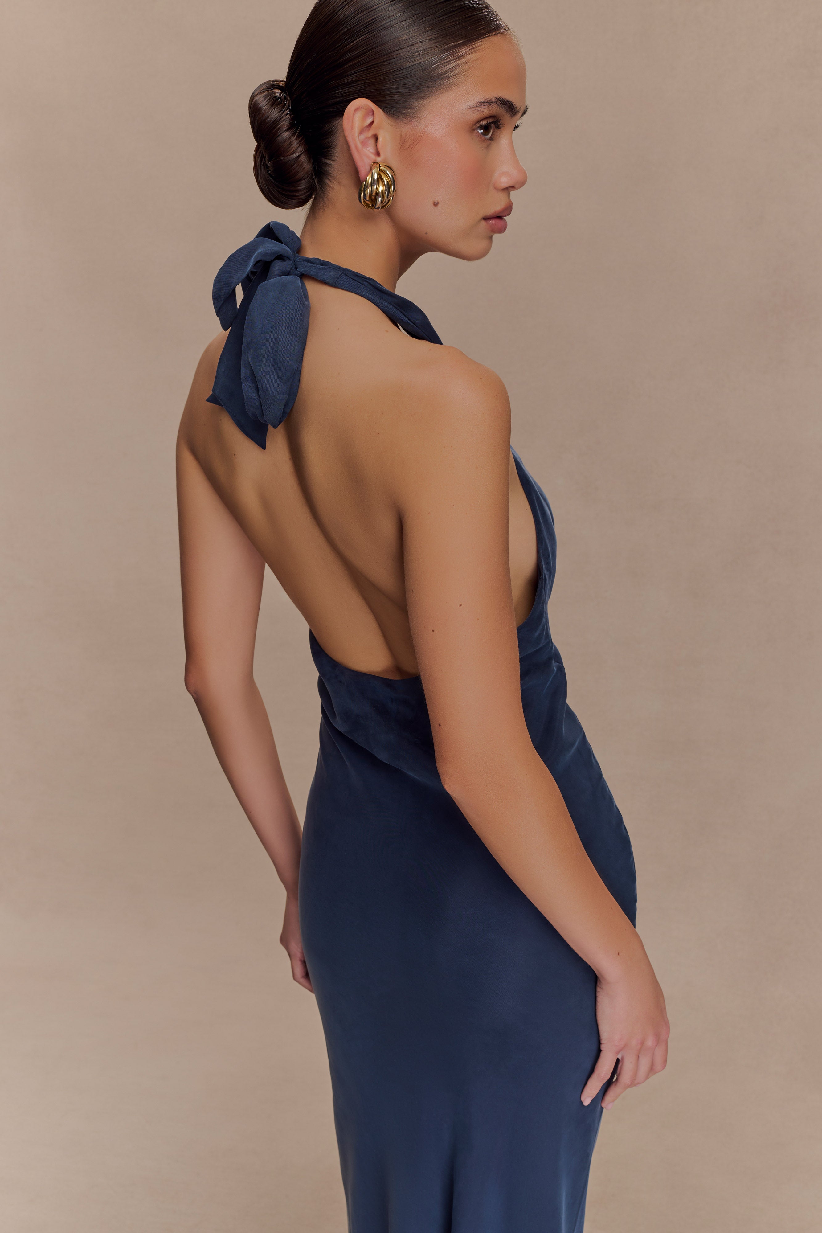 Louisiana Halter Maxi Dress - Navy - Image 5