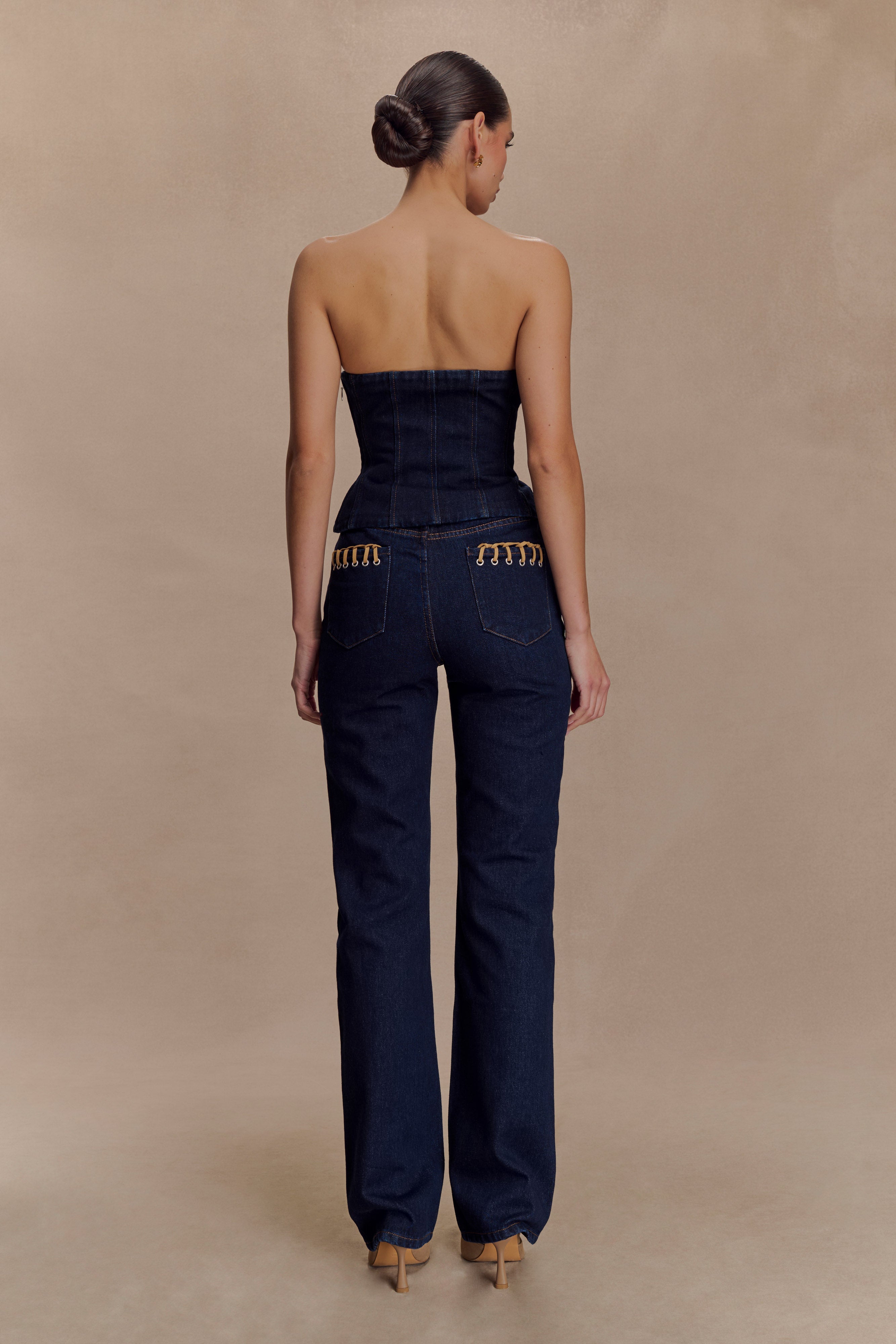 Alternative view of Meryl Lace Up Denim Jean - Indigo Blue