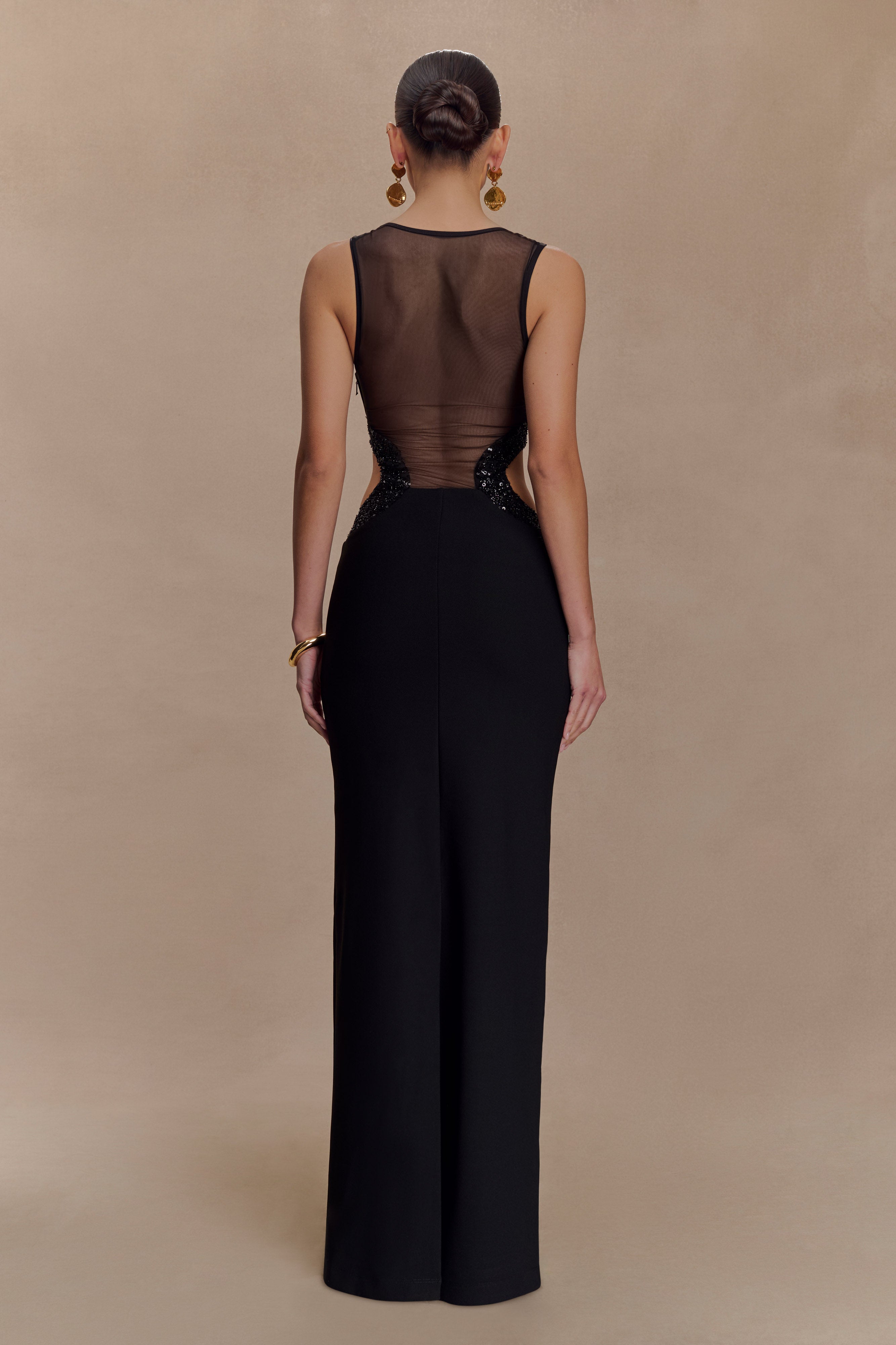 Angelique Beaded Crepe Maxi Dress - Black - Image 2