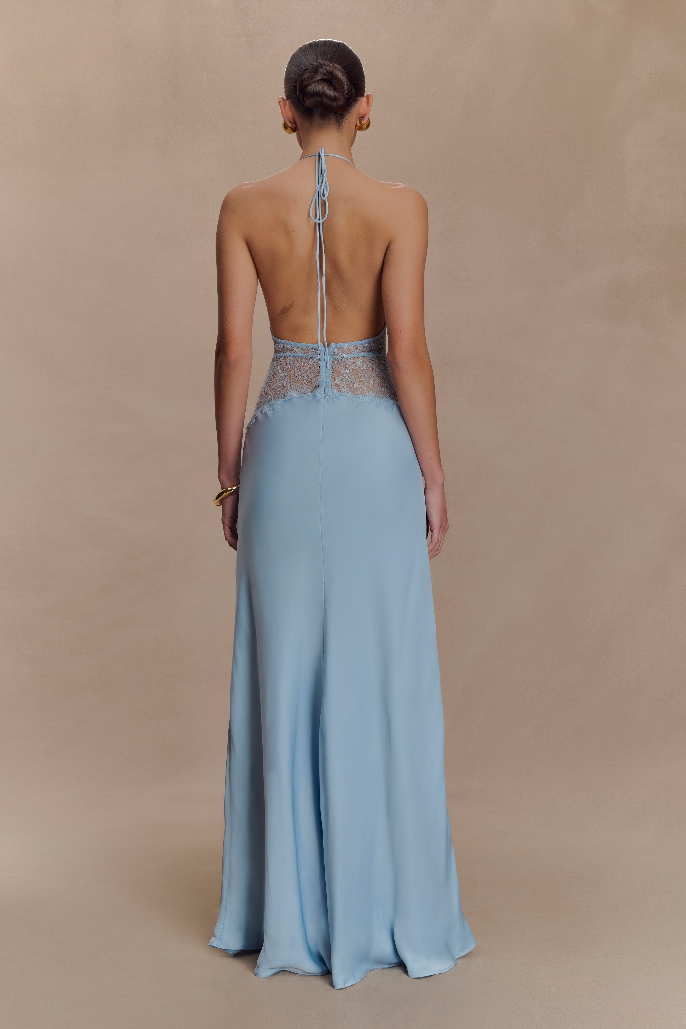 Alternative view of Dinah Lace And Satin Maxi Dress - Cornflower Blue