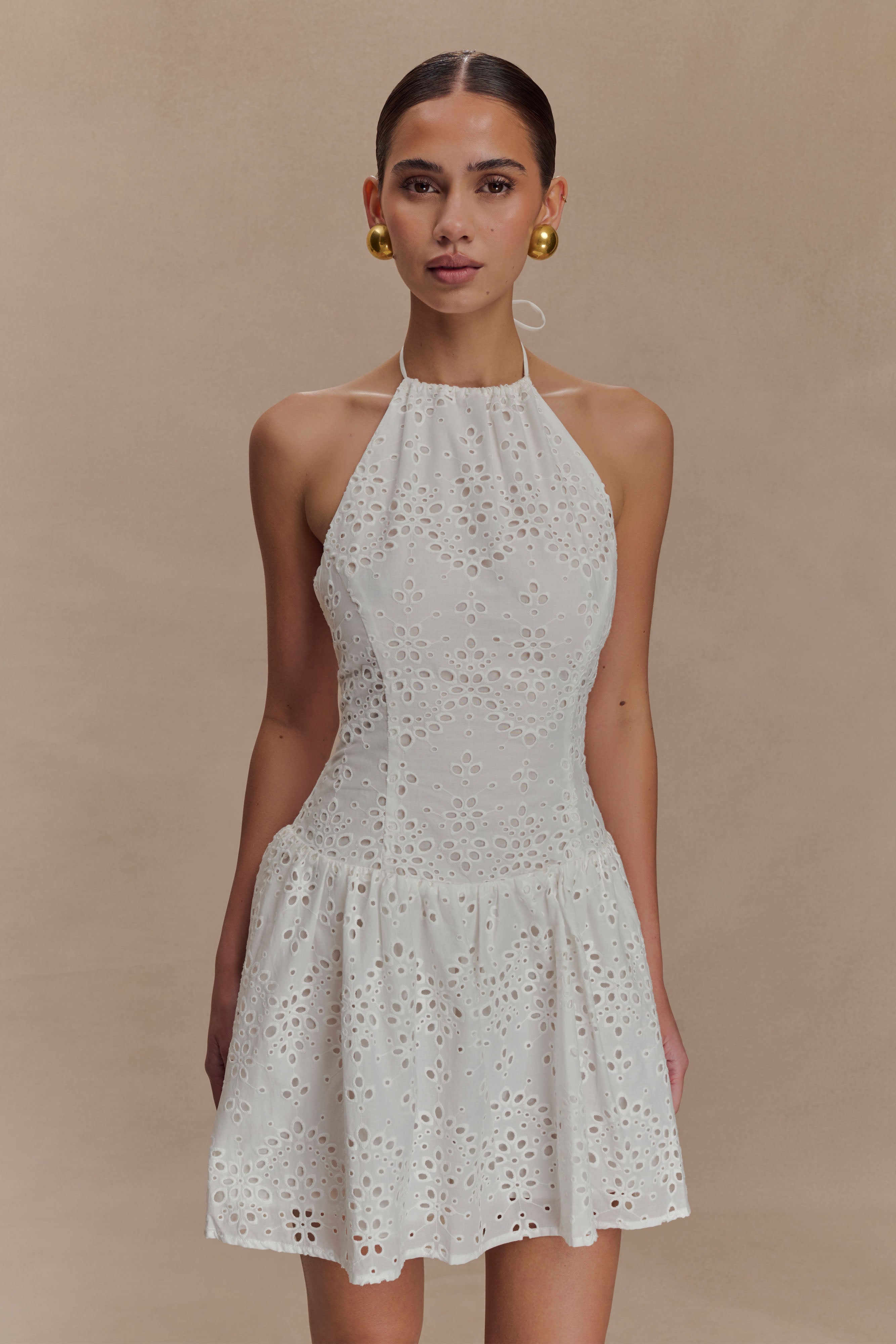 Carlina Broderie Mini Dress - White - Image 5