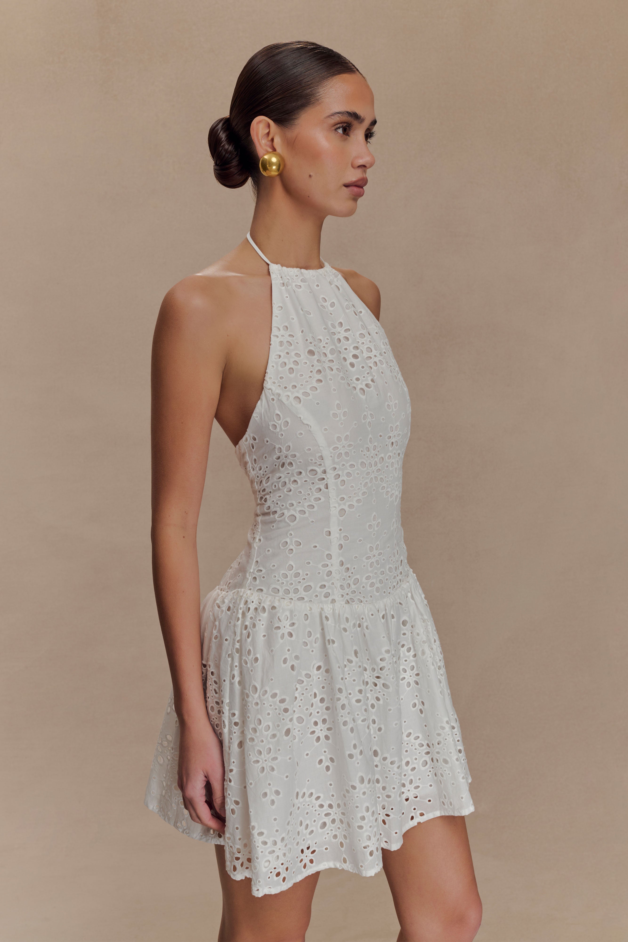 Carlina Broderie Mini Dress - White - Image 4