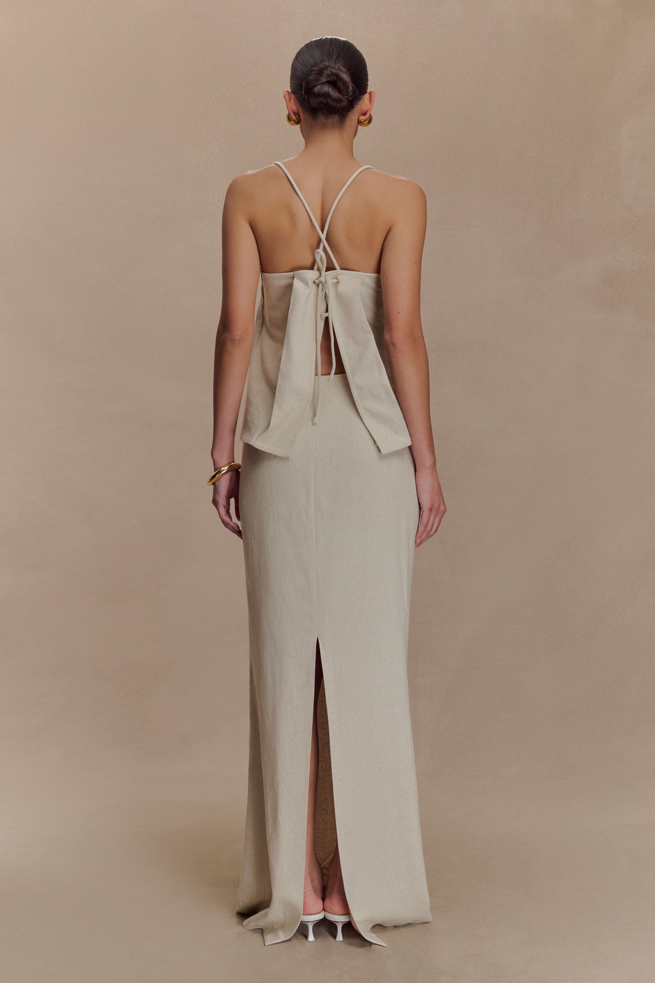 Casey Linen Corded Embroidered Linen Top - Natural - Image 7