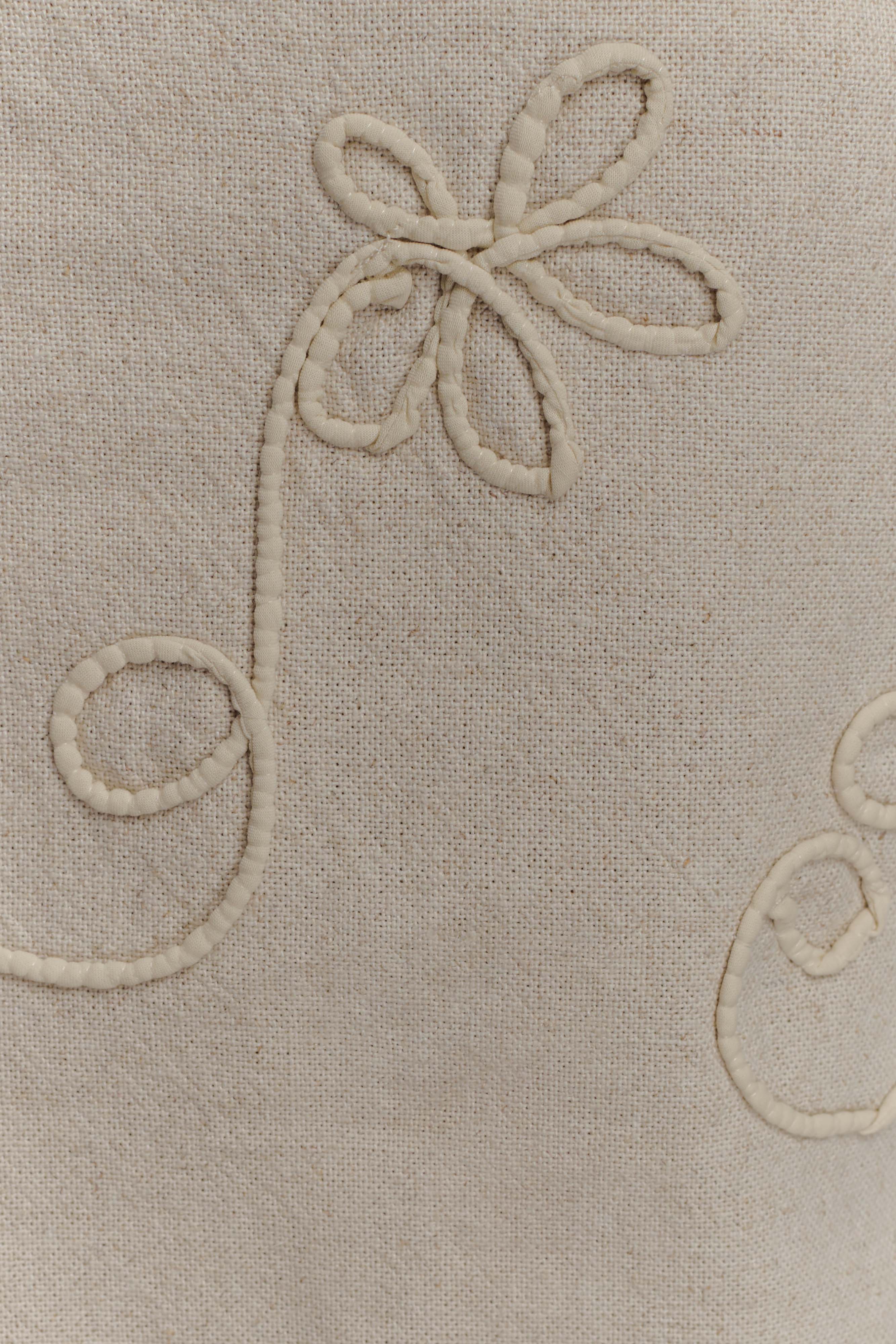 Casey Linen Corded Embroidered Linen Top - Natural - Image 9