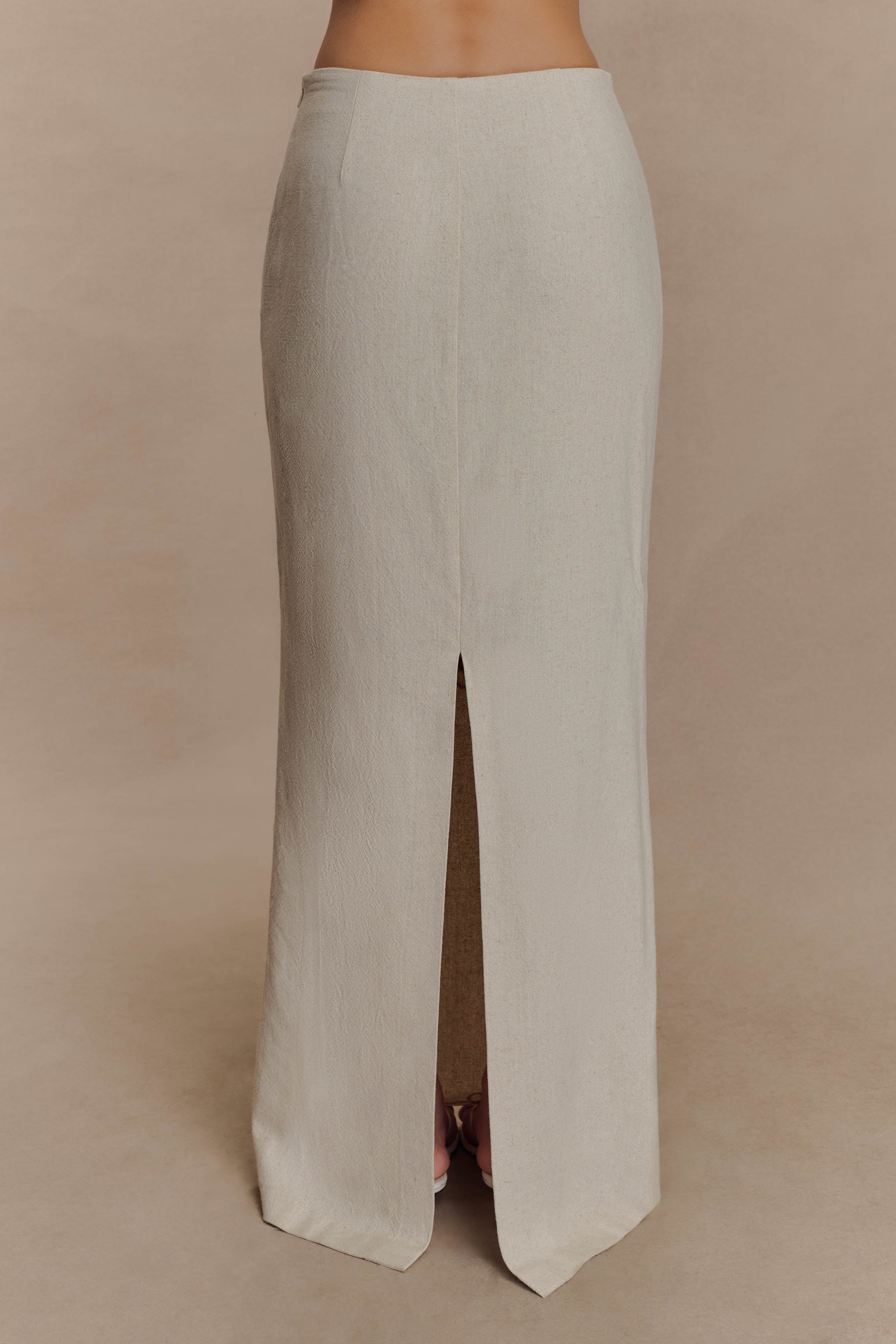 Casey Linen Embroidered Maxi Skirt - Natural - Image 3