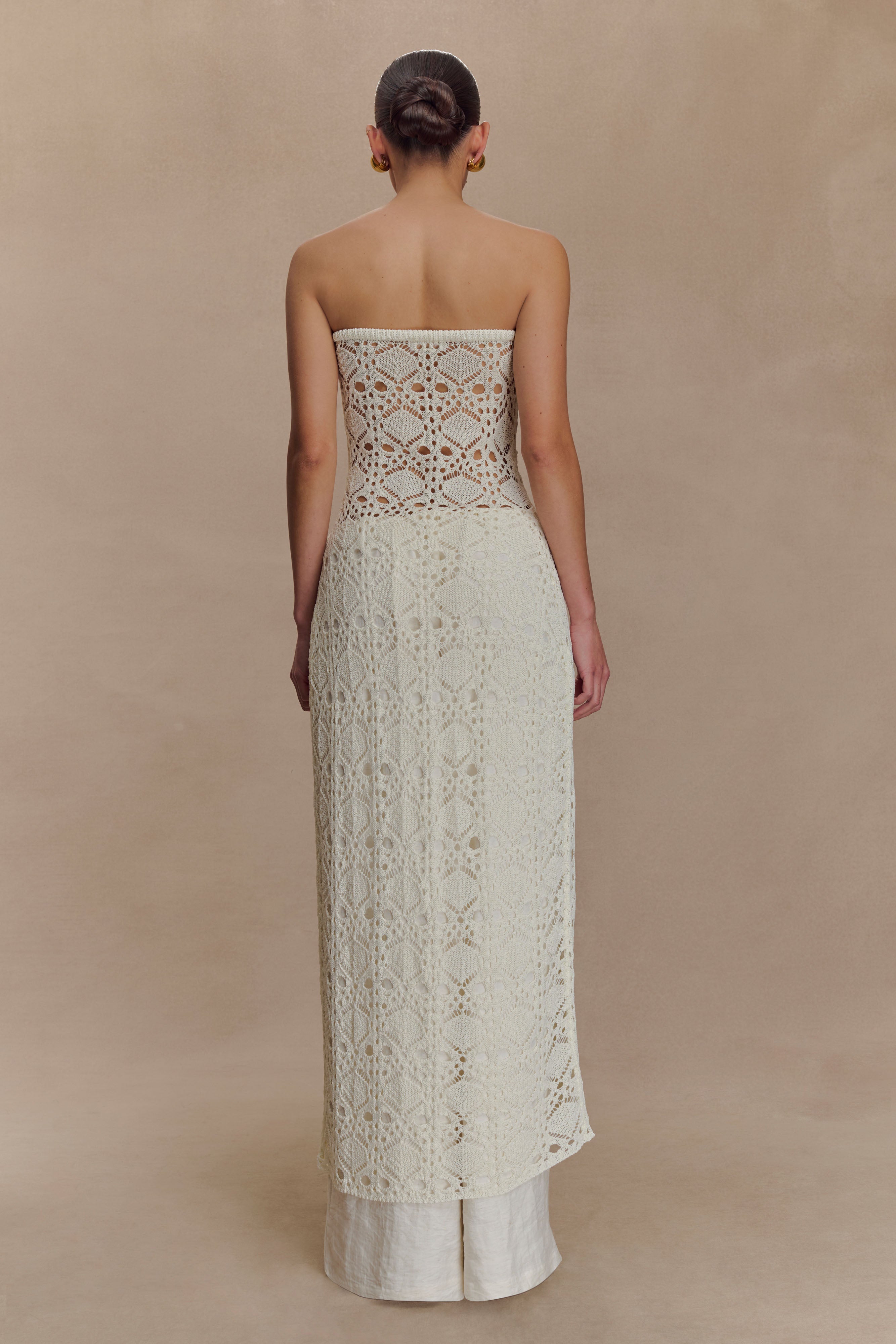 Alternative view of Aeline Strapless Crochet Knit Top - Ivory
