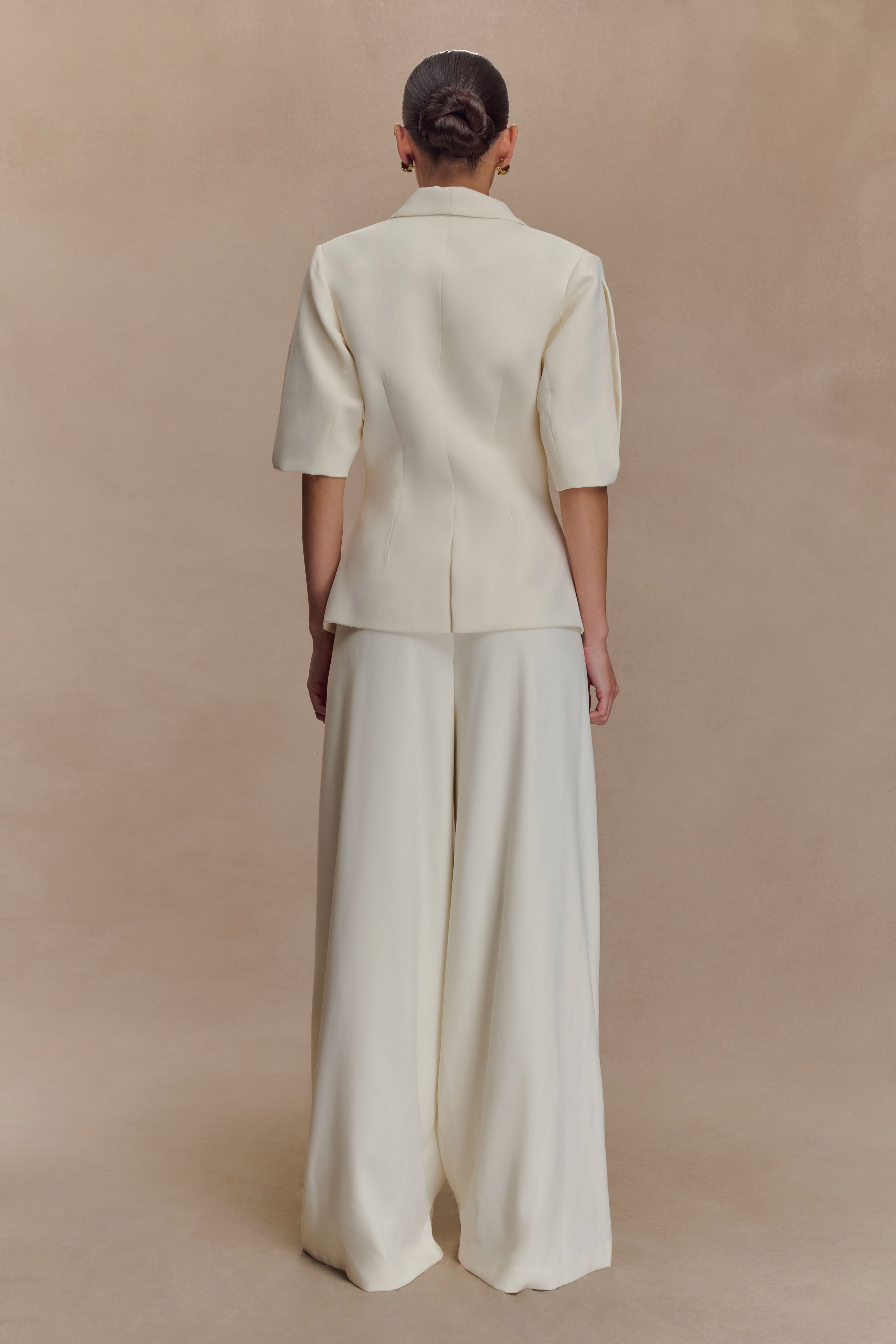 Opal Puff Sleeve Suiting Top - Ivory - Image 2