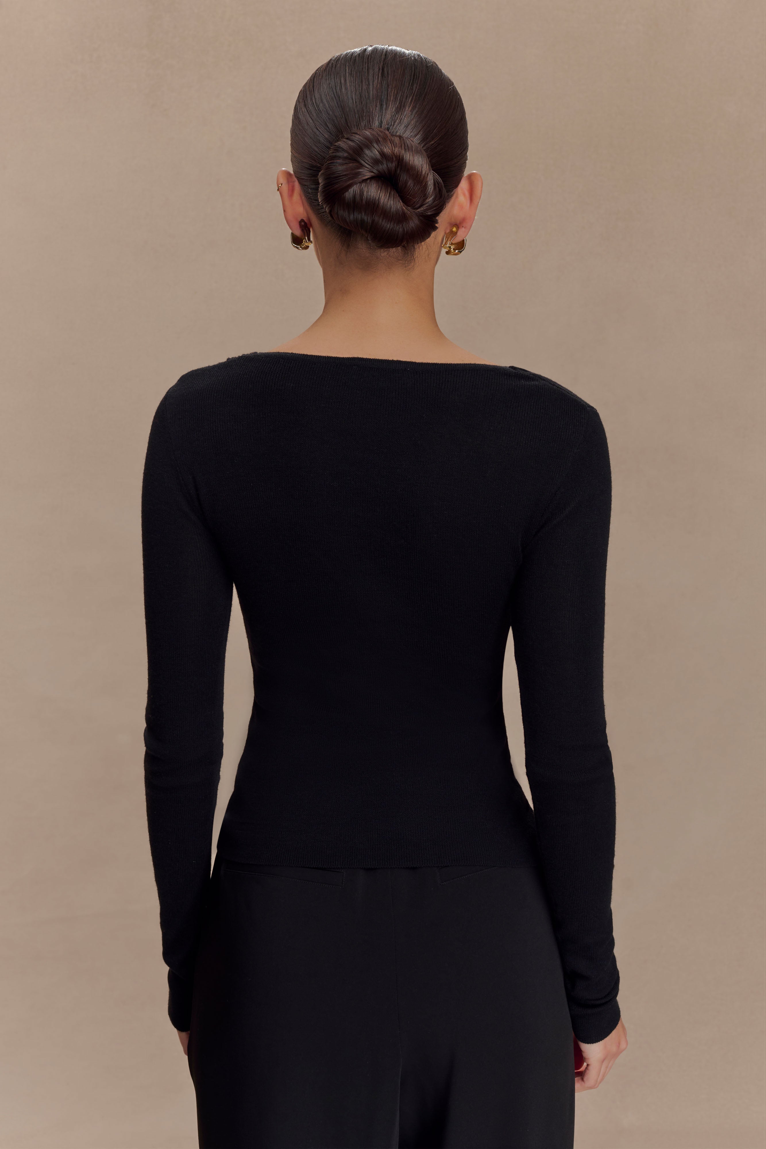 Alternative view of Culver Draped Twist Knit Top - Black
