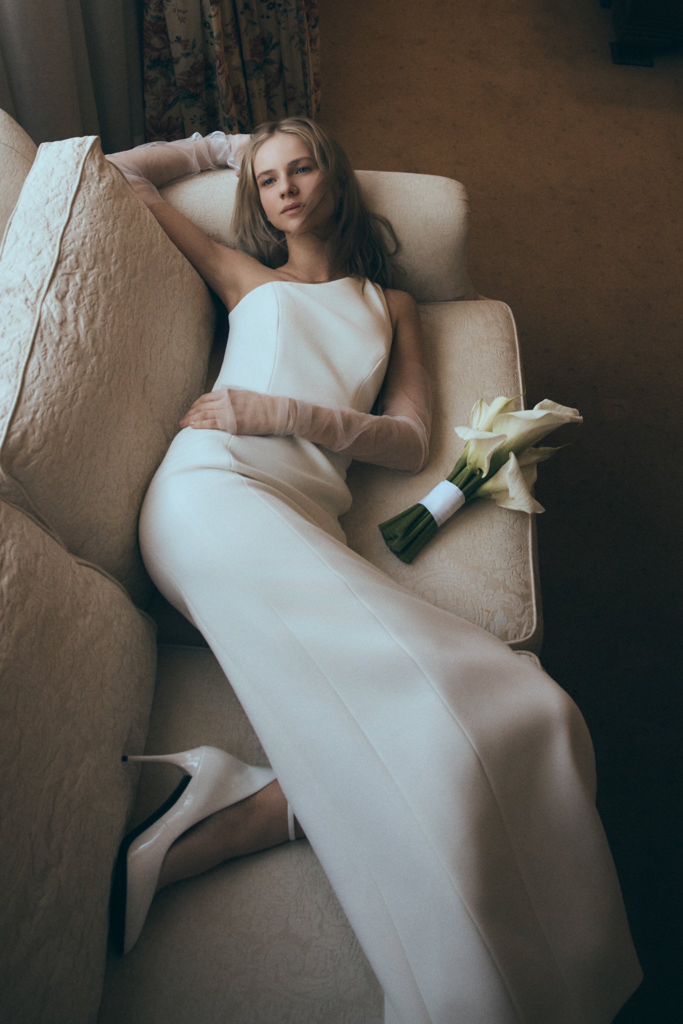 Milena One Shoulder Crepe Maxi Dress - White - Image 8