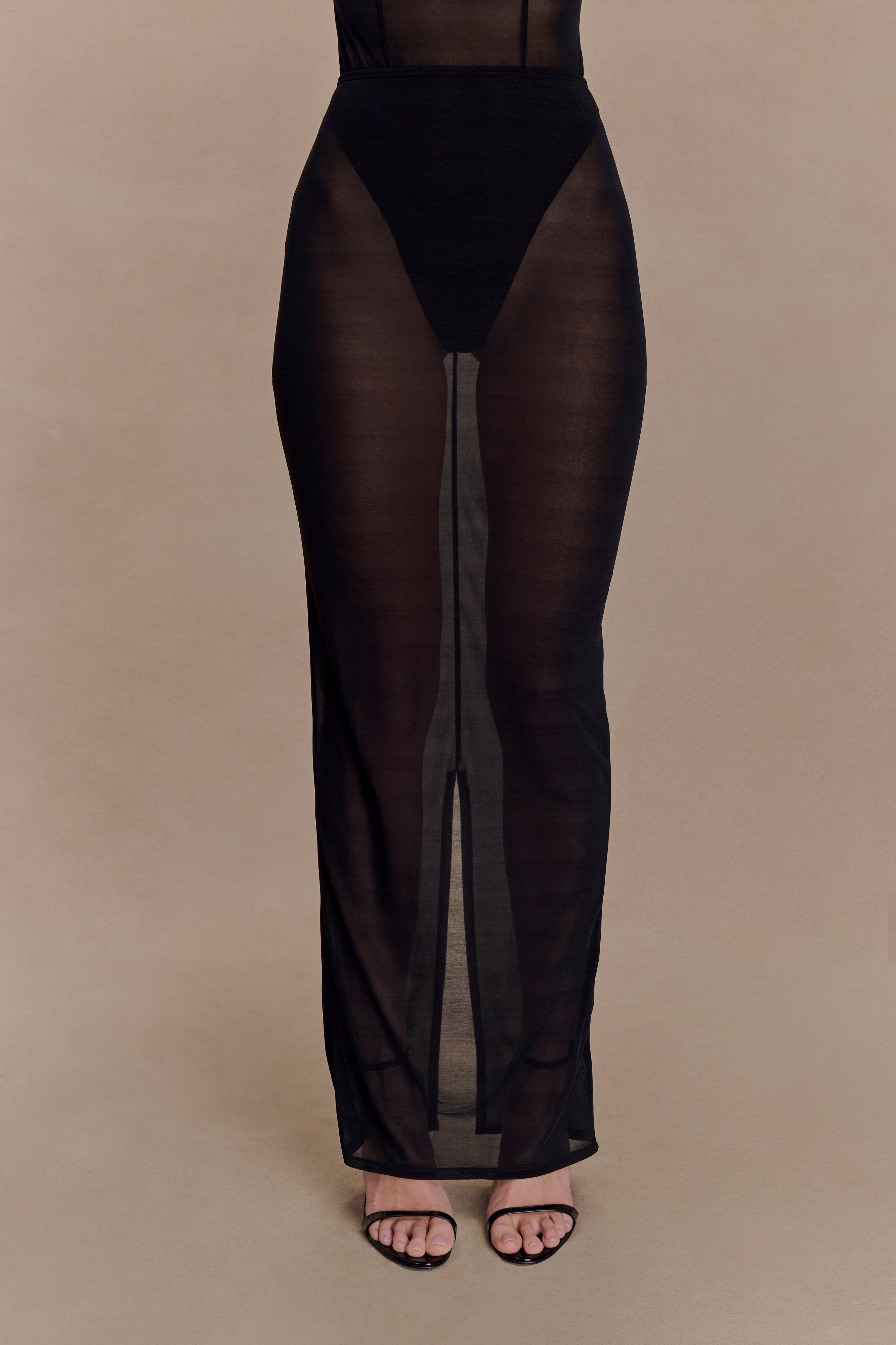Aoife Mesh Maxi Skirt - Black - Image 5