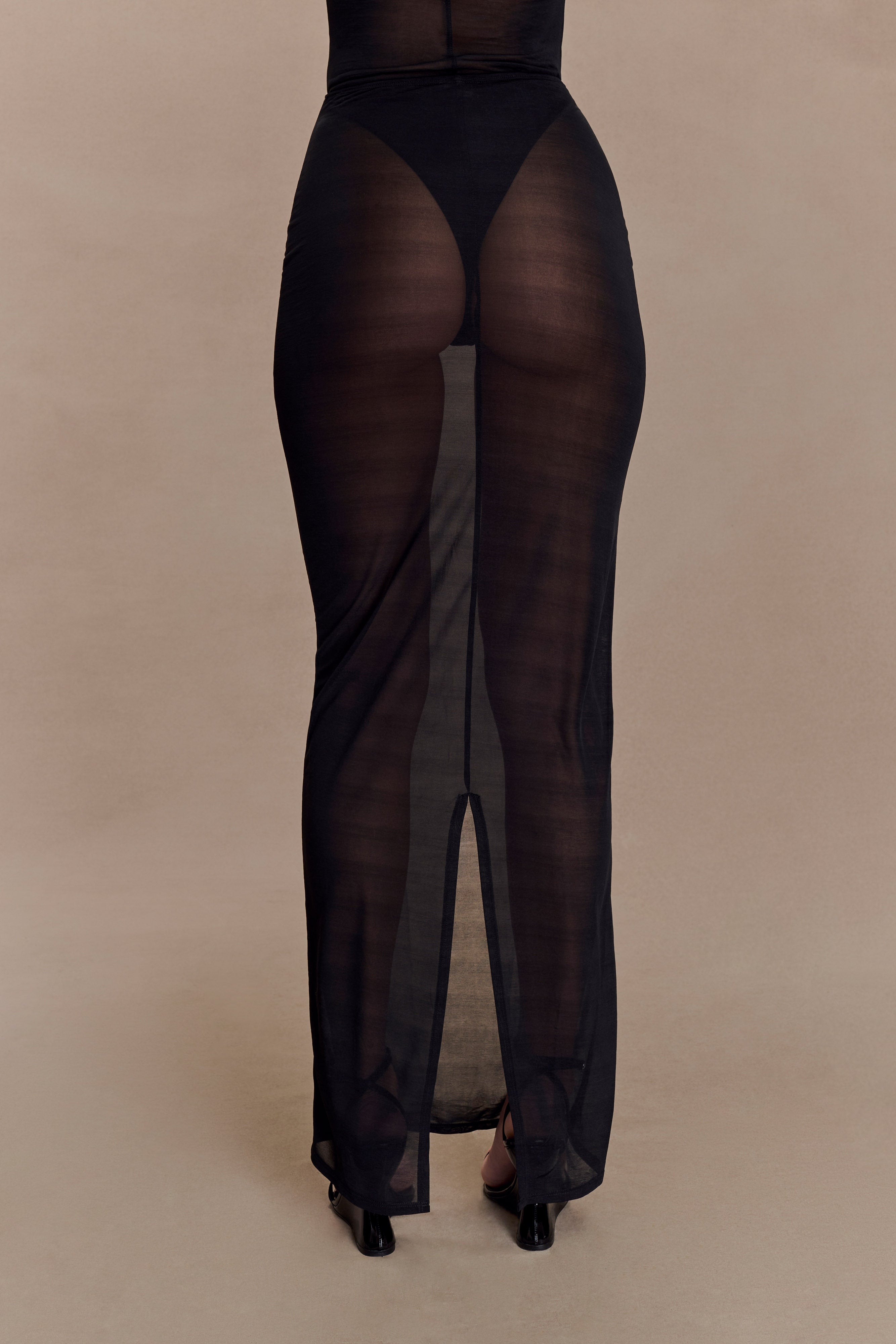 Aoife Mesh Maxi Skirt - Black - Image 4