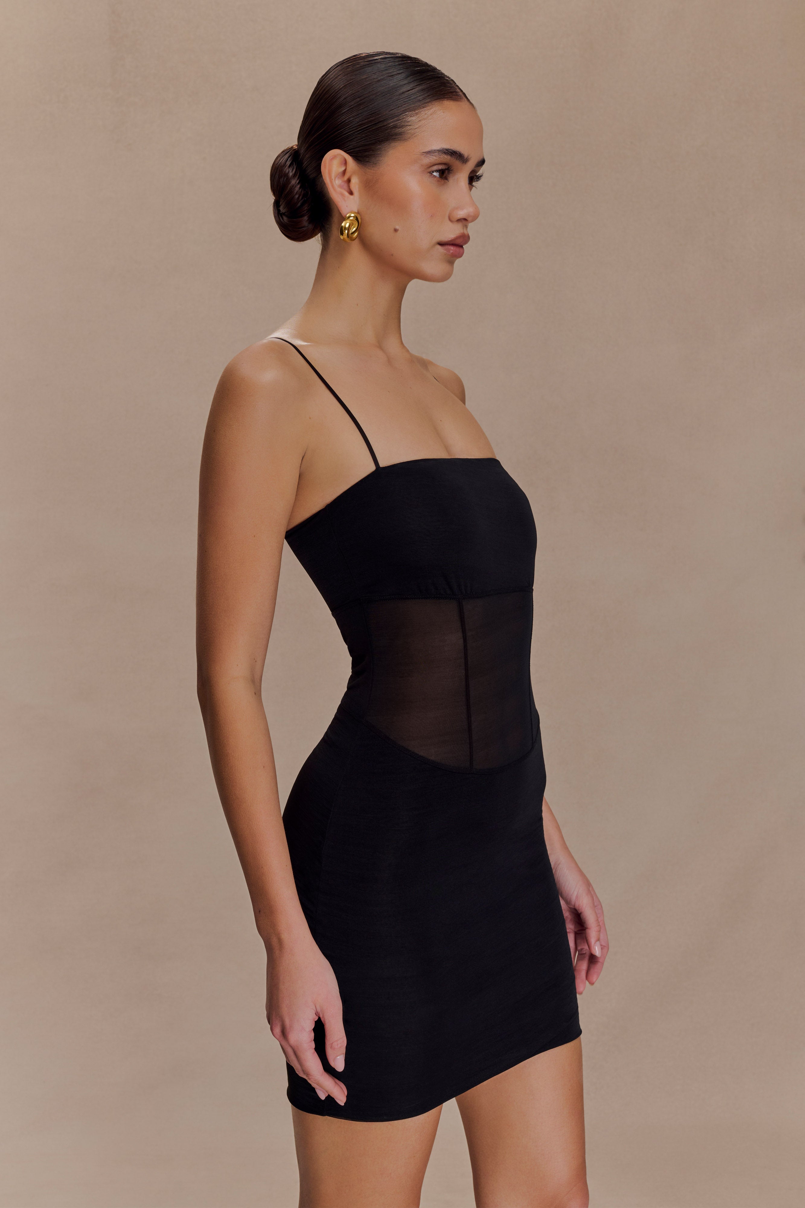 Maryk Mesh Mini Dress - Black - Image 4