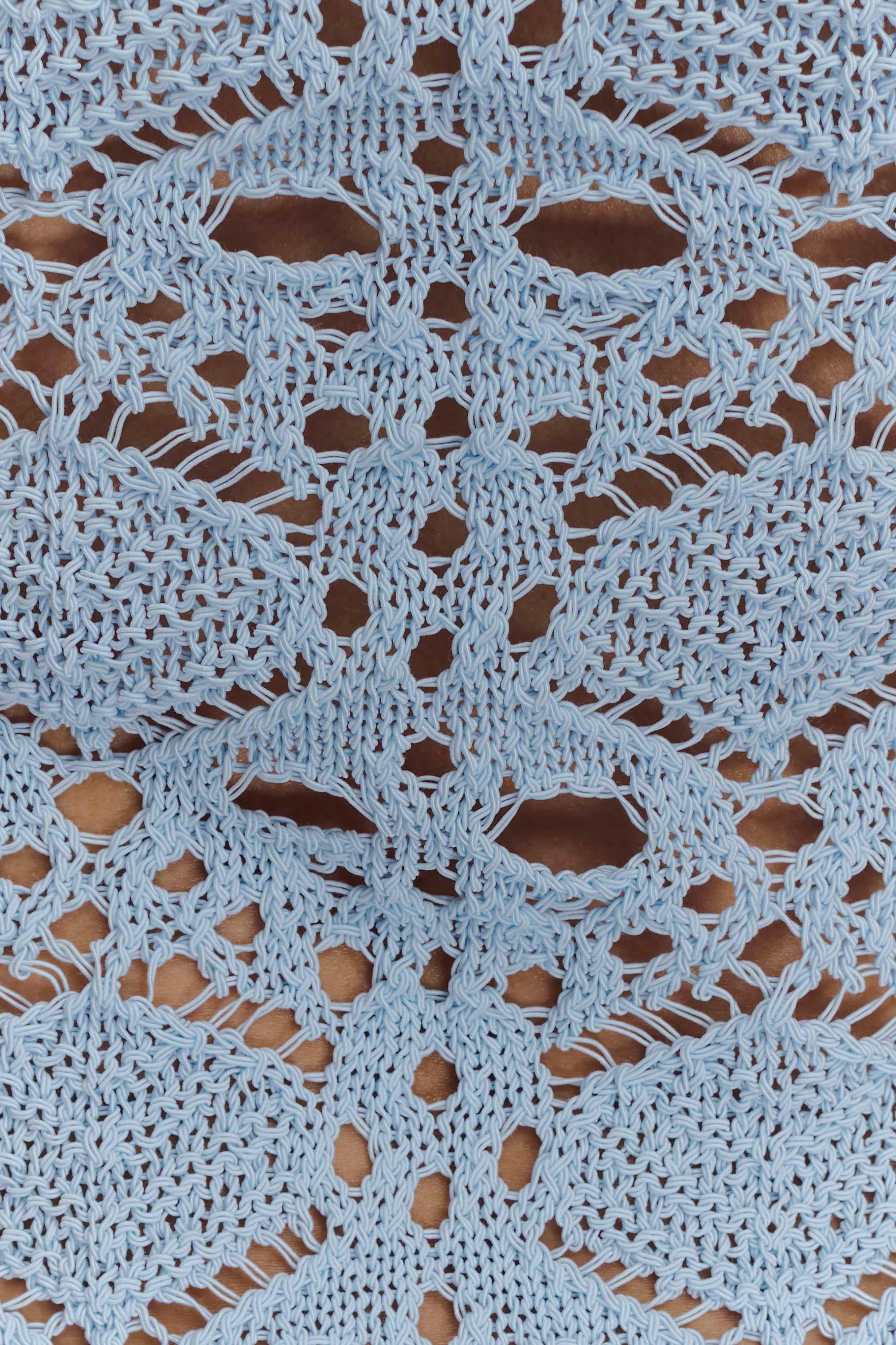 Aeline Crochet Knit Shorts - Sky Blue - Image 5