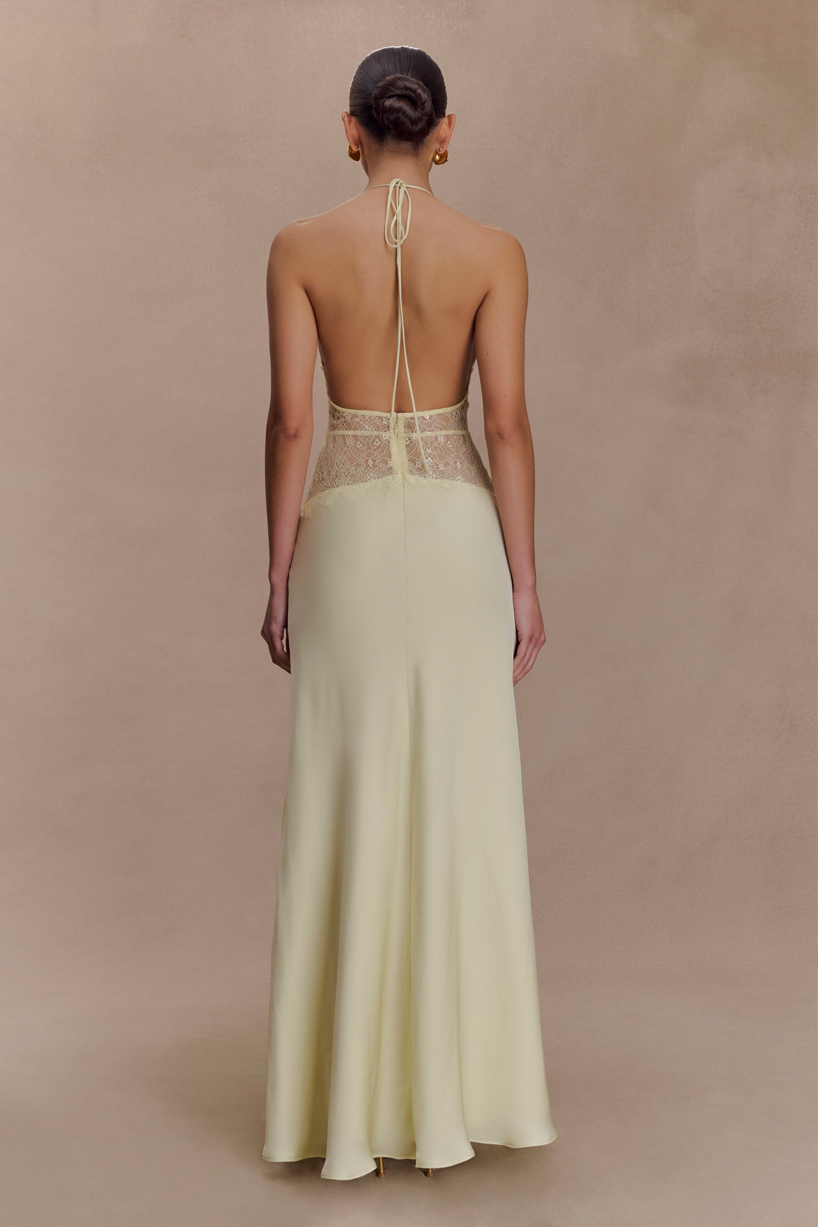 Alternative view of Dinah Lace And Satin Maxi Dress - Lemon