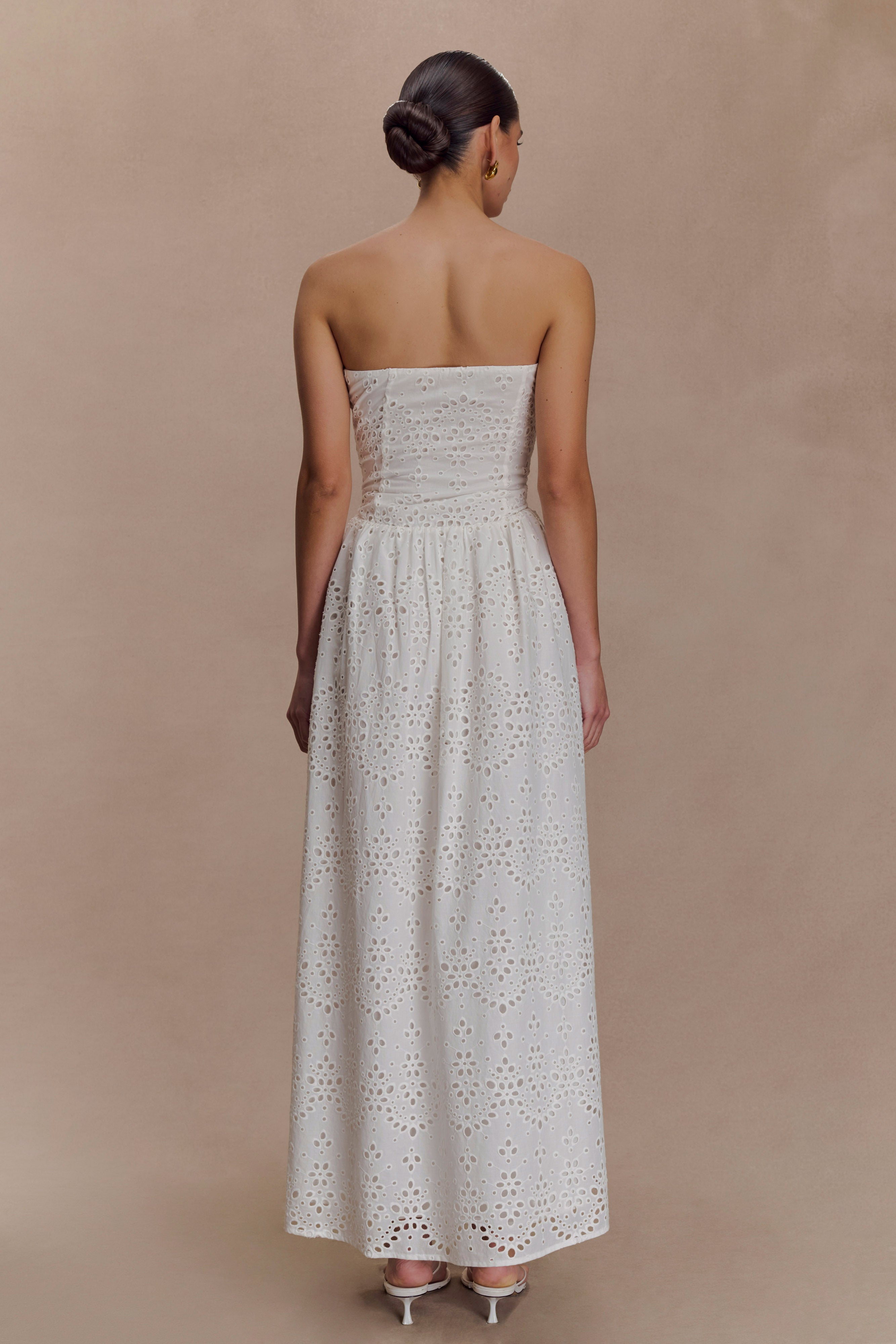 Alternative view of Maureen Broderie Strapless Maxi Dress - White
