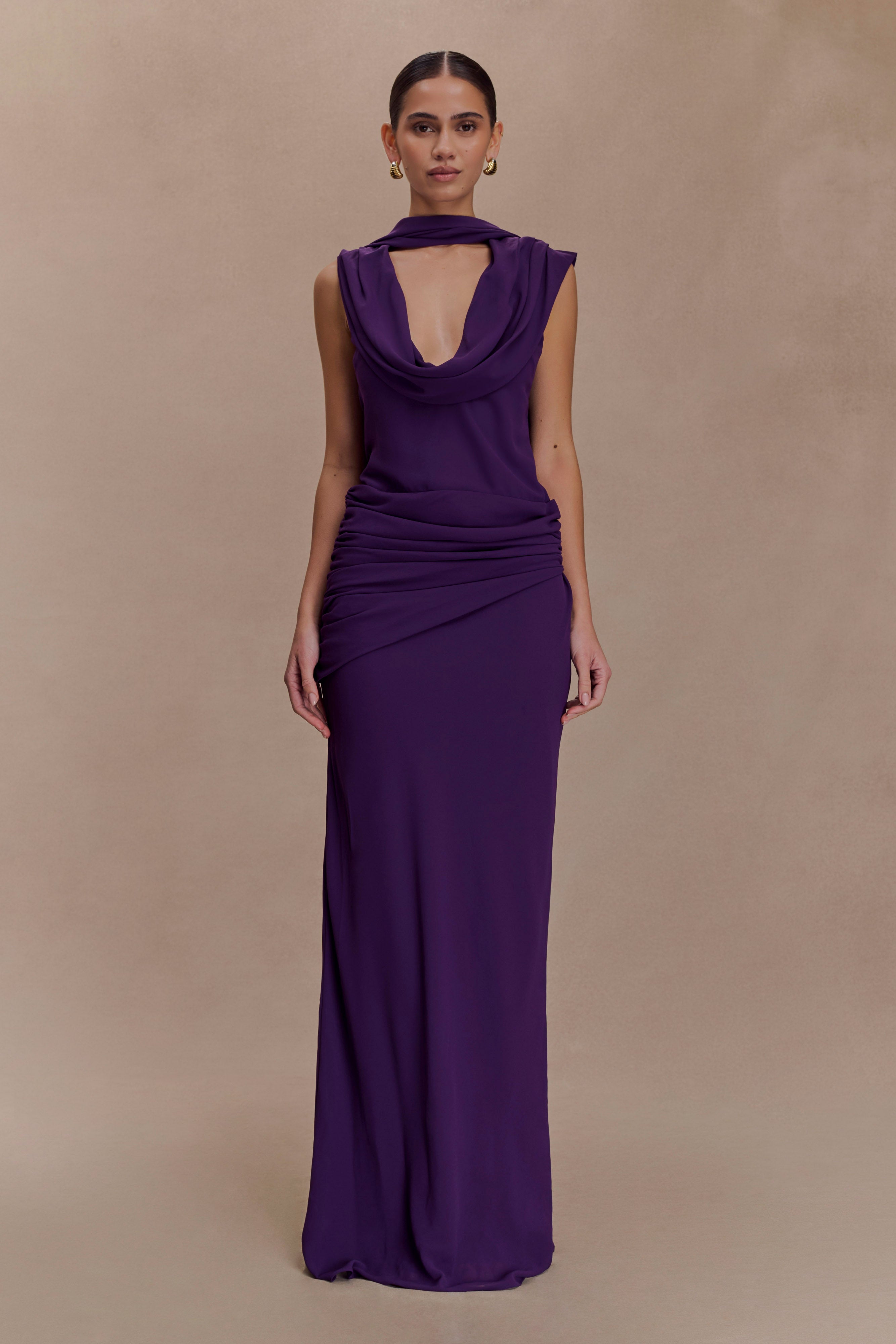 Alternative view of Giulia Chiffon Draped Maxi Dress - Purple