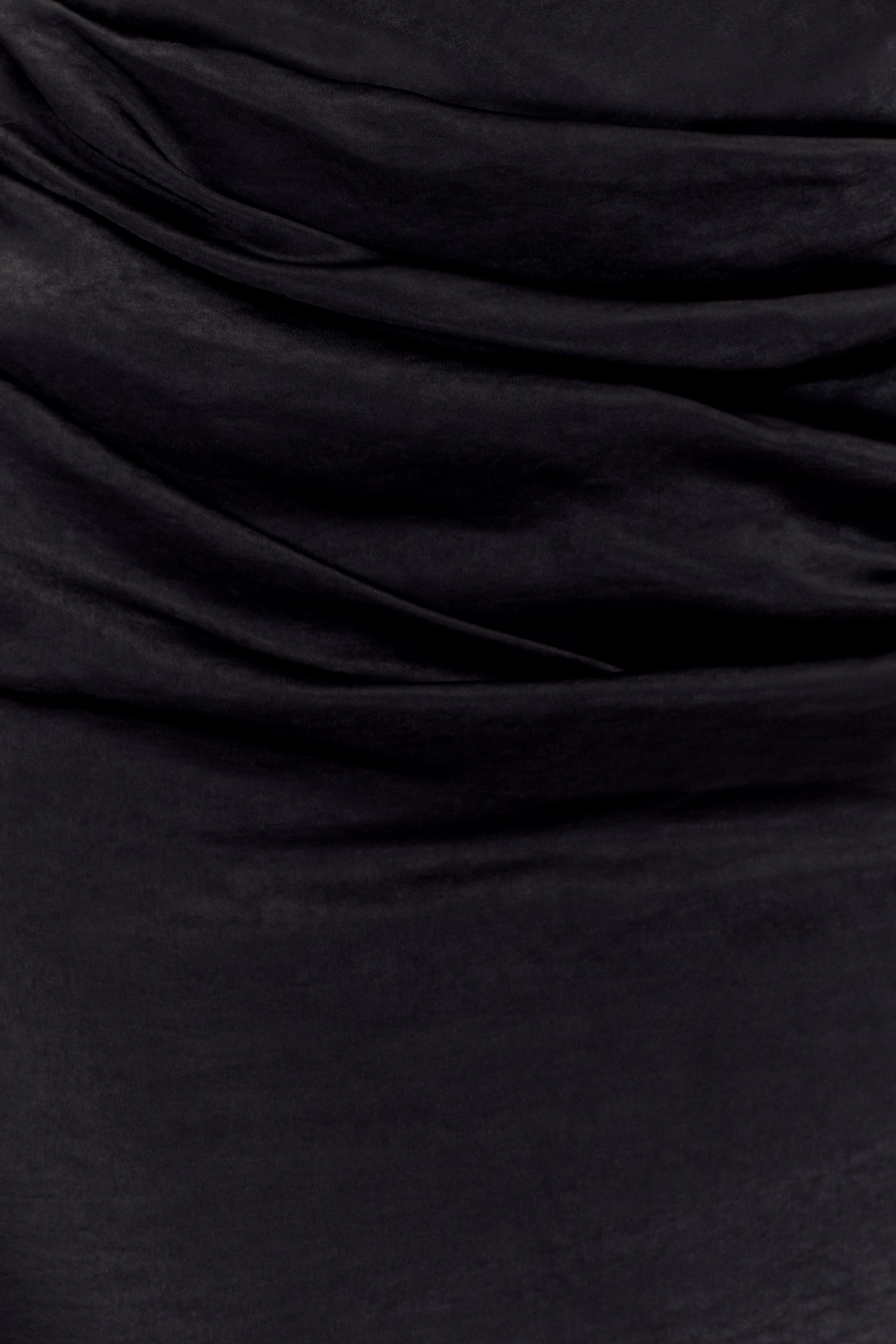 Dalia Off Shoulder Satin Maxi Dress - Black - Image 4