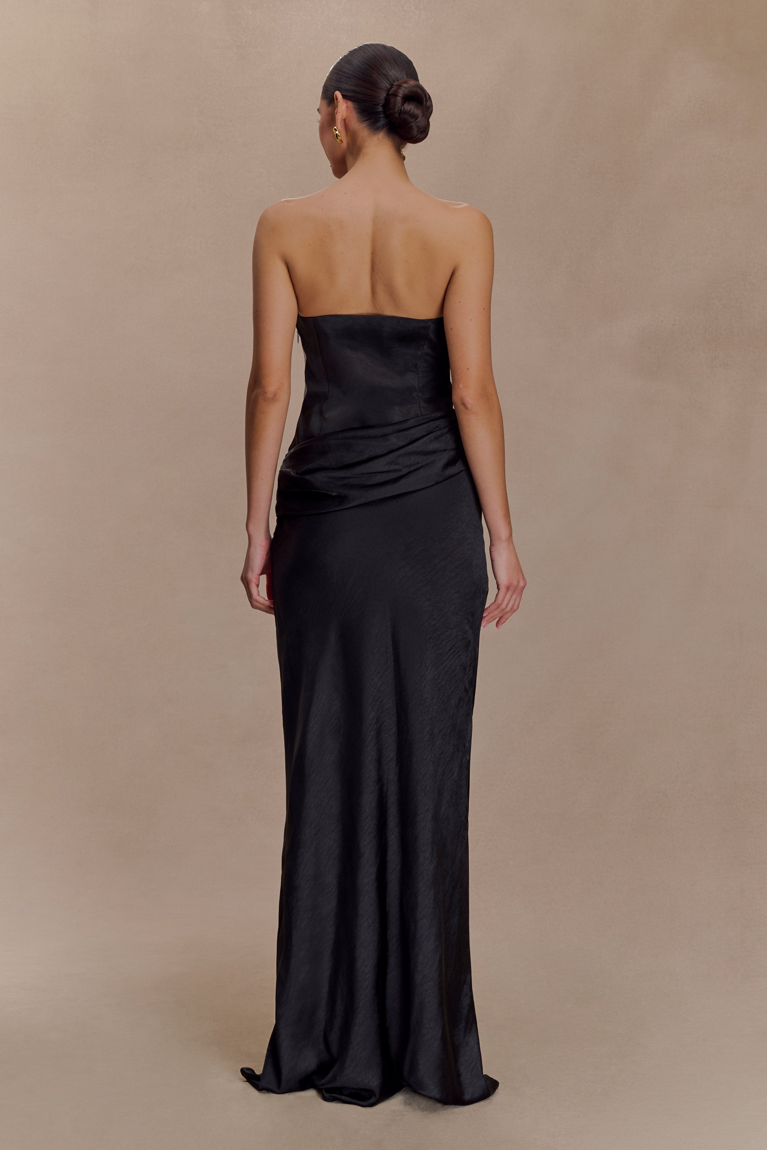 Alternative view of Jasmine Strapless Satin Maxi Dress - Black