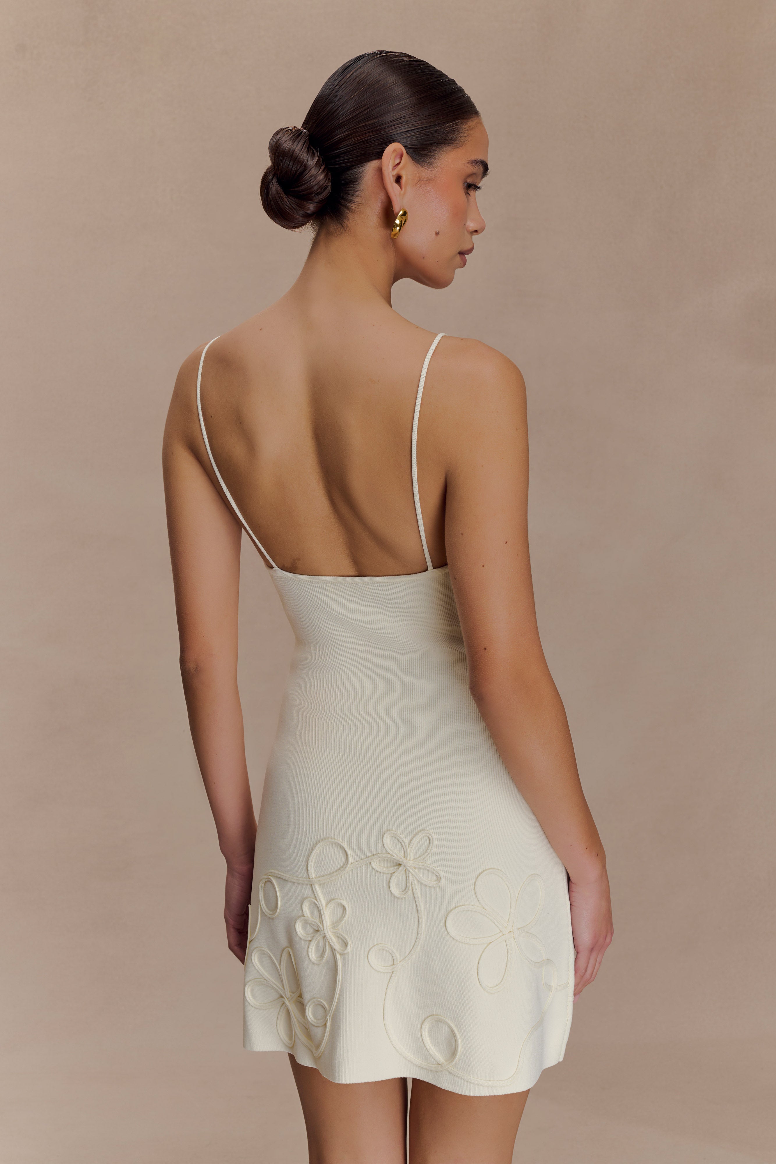 Brullo Embroidery Knit Mini Dress - Ivory - Image 5