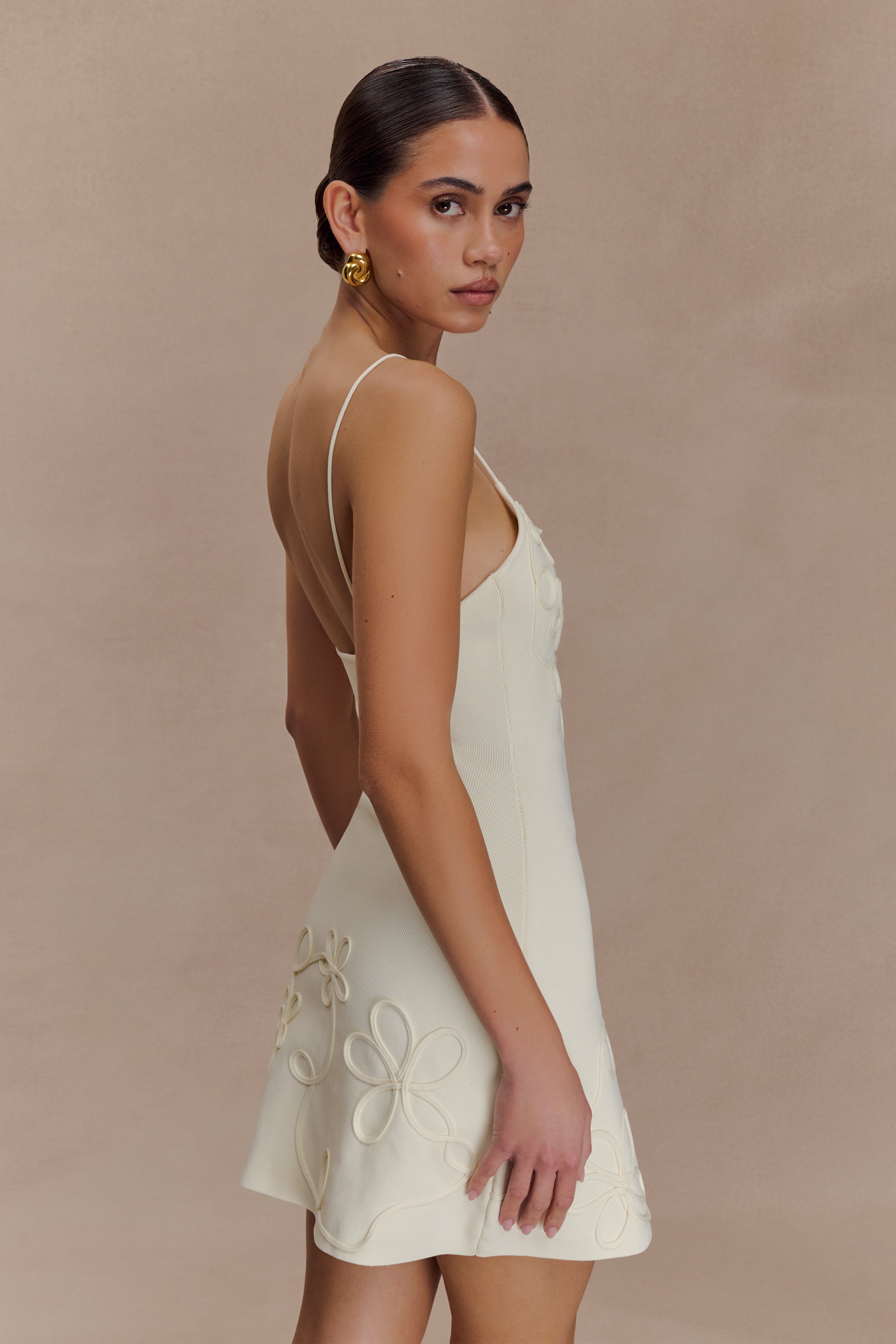 Brullo Embroidery Knit Mini Dress - Ivory - Image 4