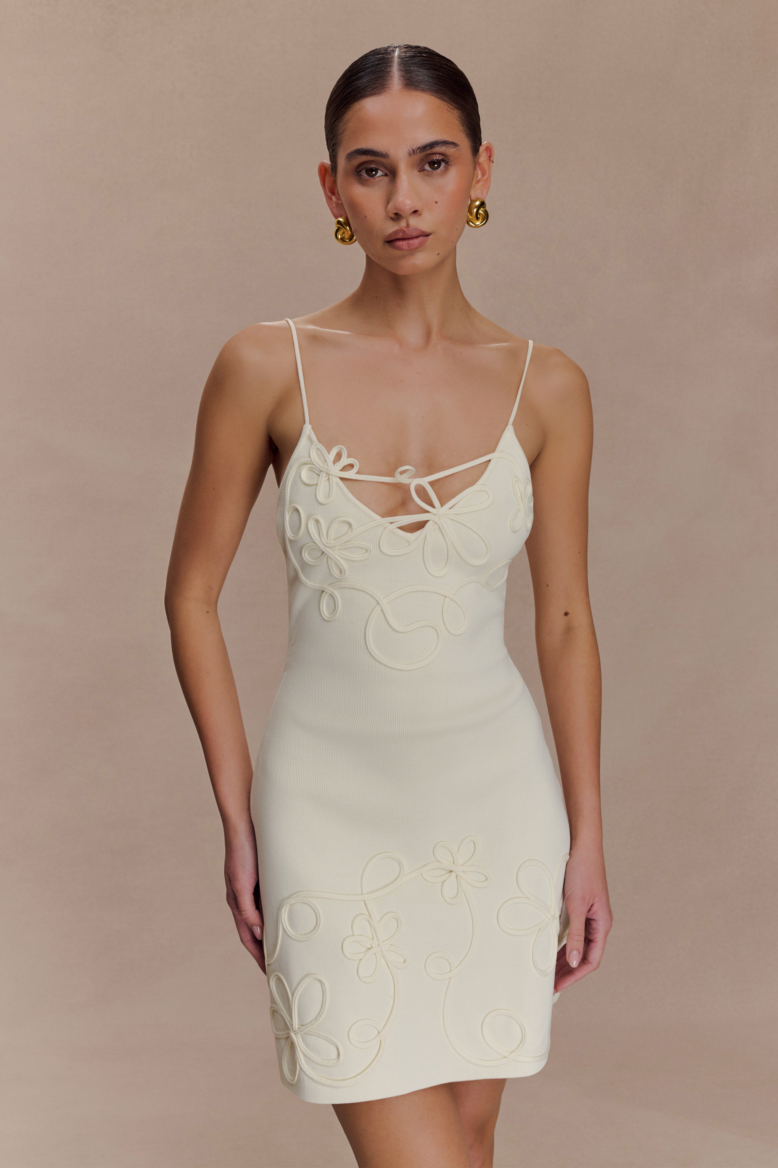 Brullo Embroidery Knit Mini Dress - Ivory - Image 6