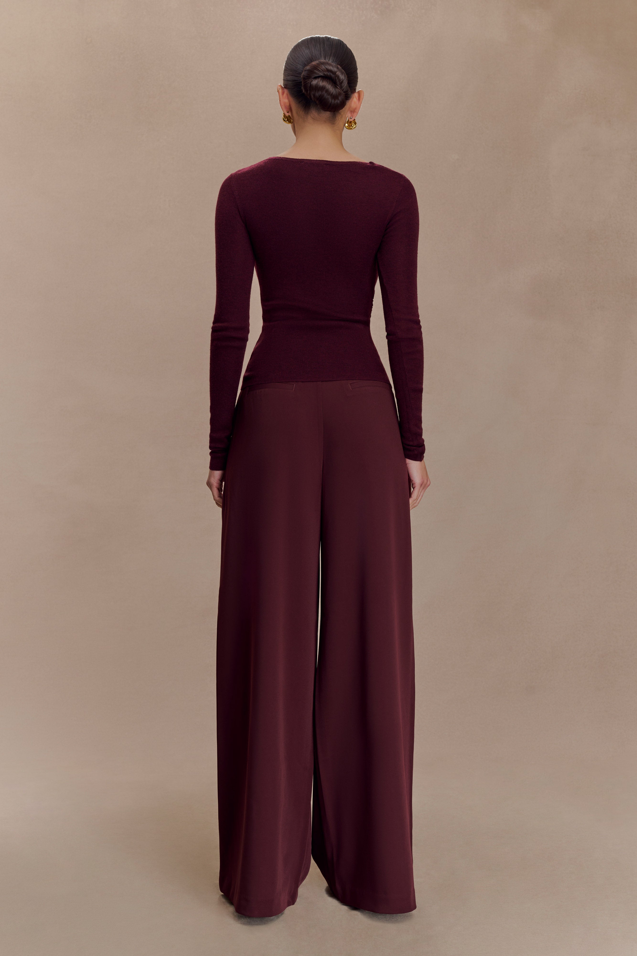 Alternative view of Culver Draped Twist Knit Top - Wine