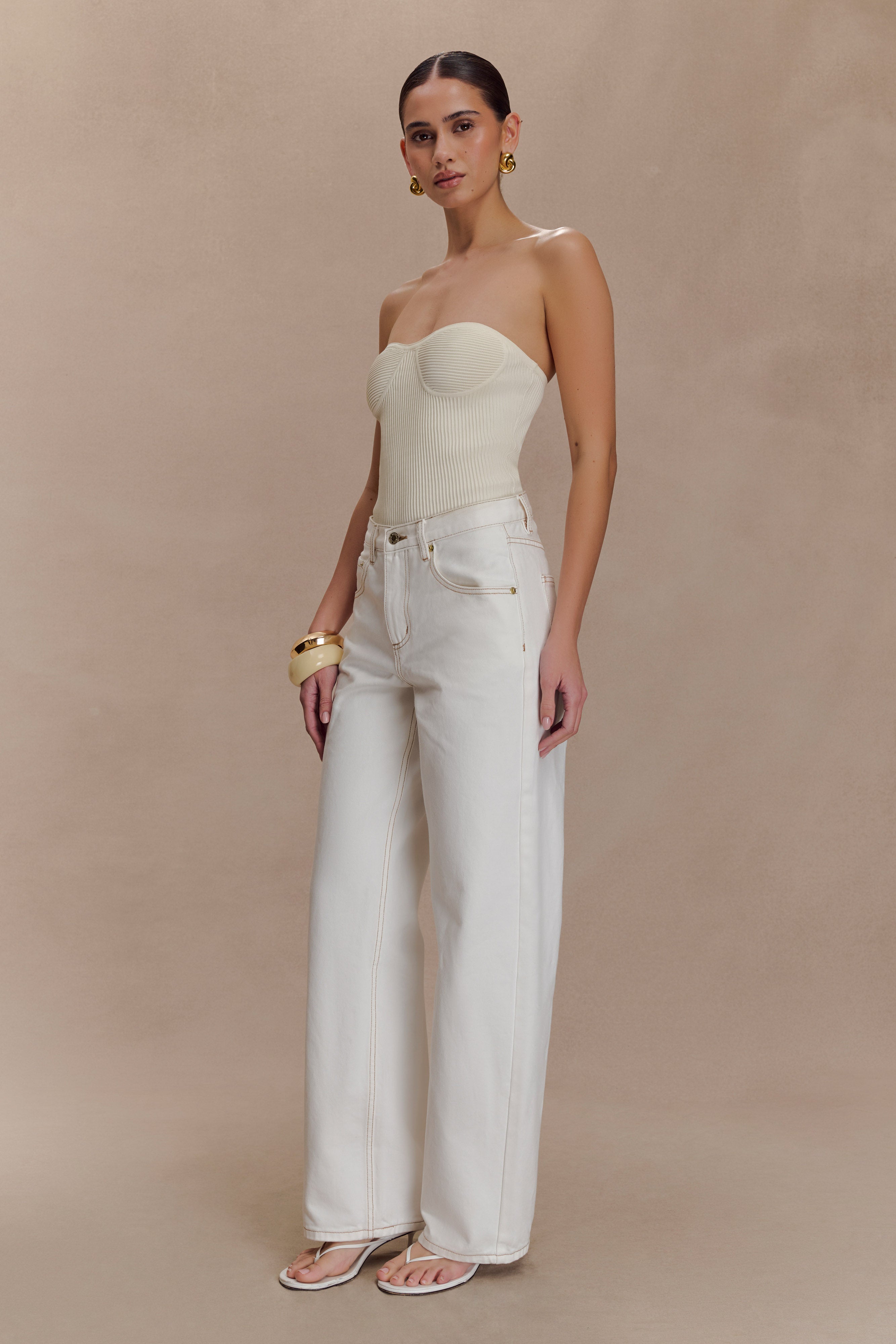 Elodie Strapless Cupped Knit Top - Ivory - Image 4
