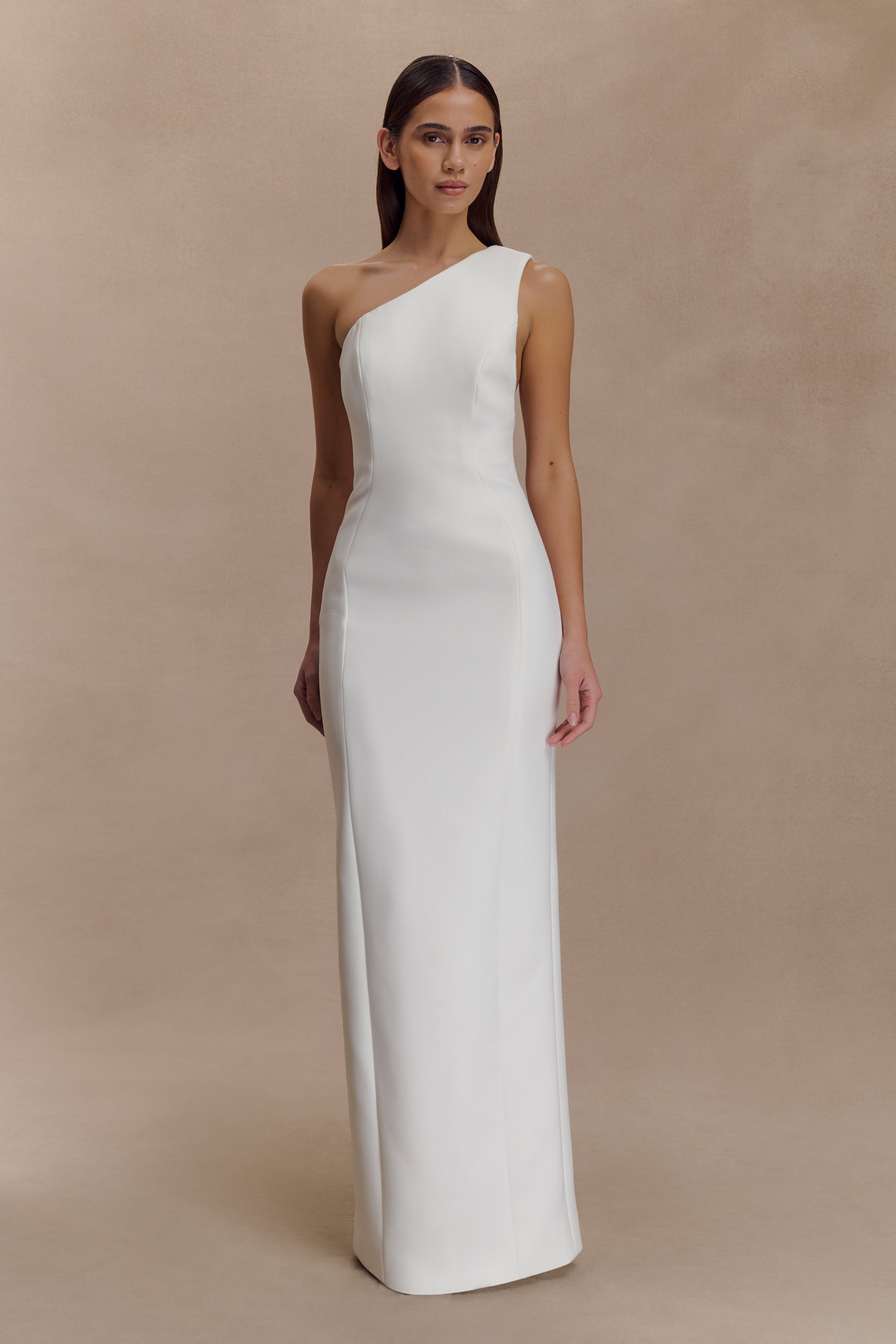 Milena One Shoulder Crepe Maxi Dress - White - Image 5