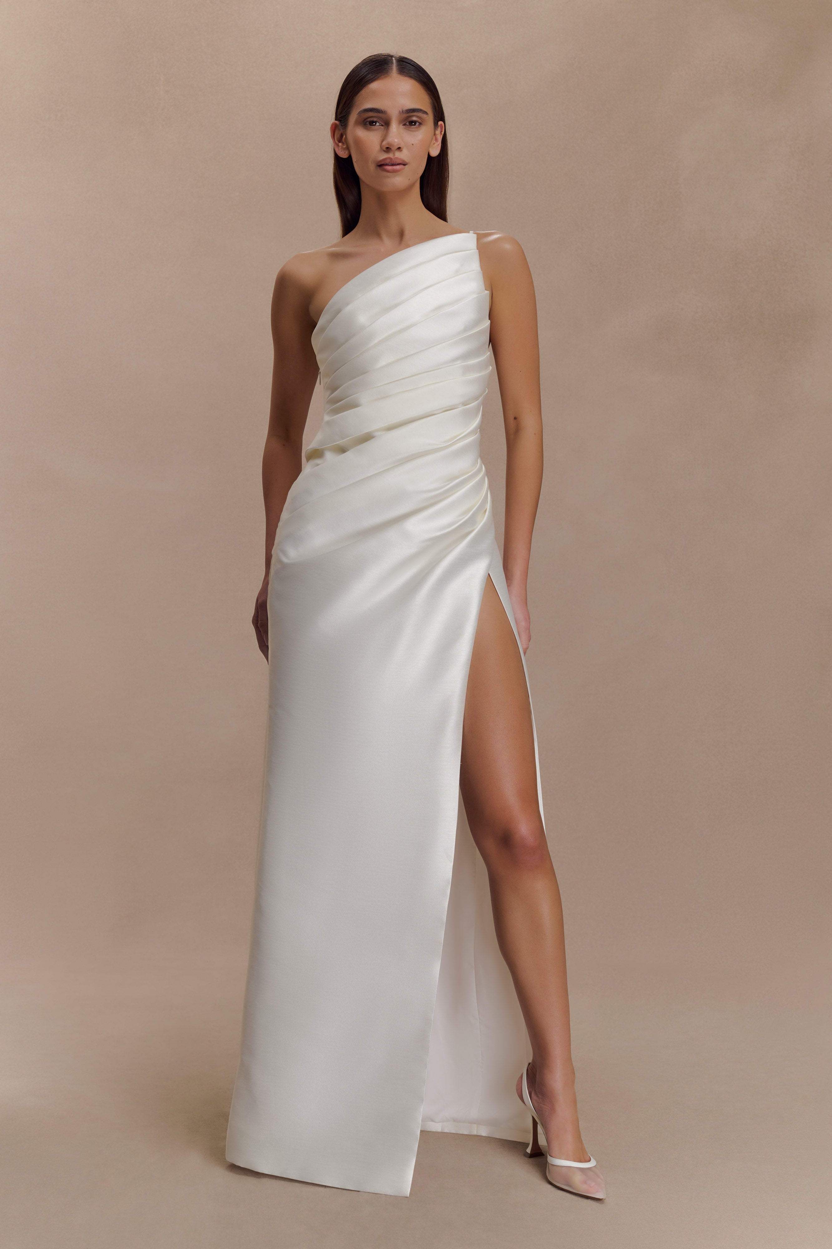 Francine One Shoulder Maxi Dress - Ivory - Image 2