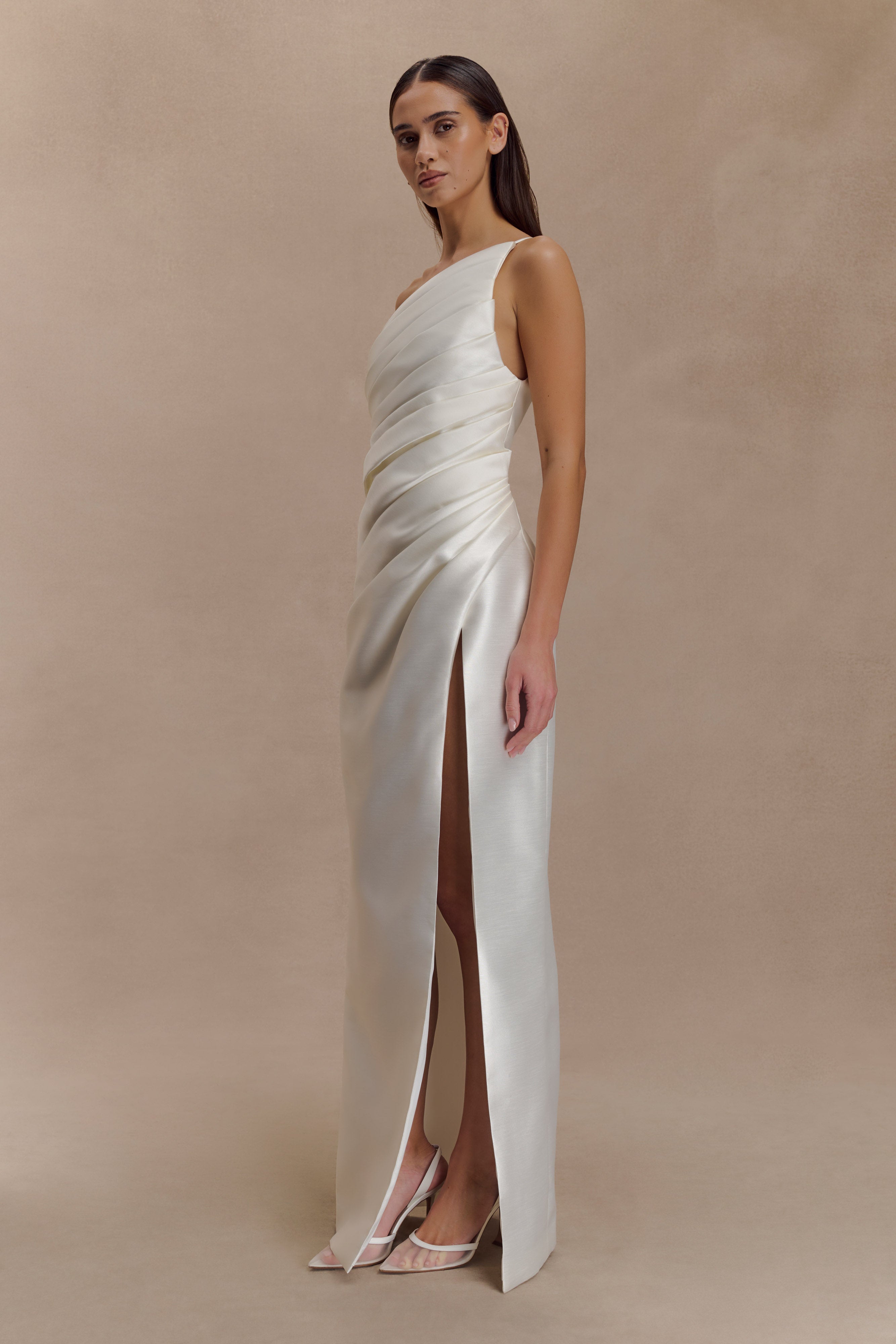 Francine One Shoulder Maxi Dress - Ivory - Image 4